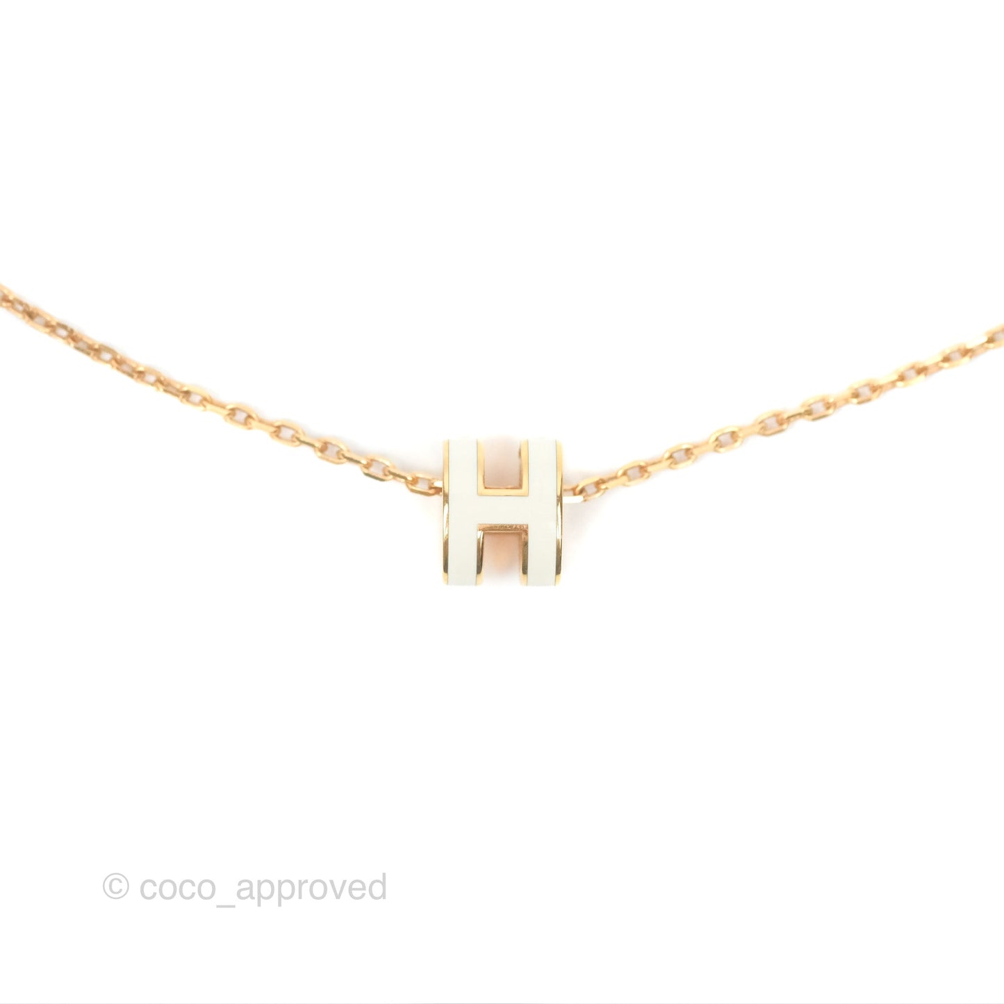 Hermès Mini Pop H Pendant Necklace Blanc Gold Hardware