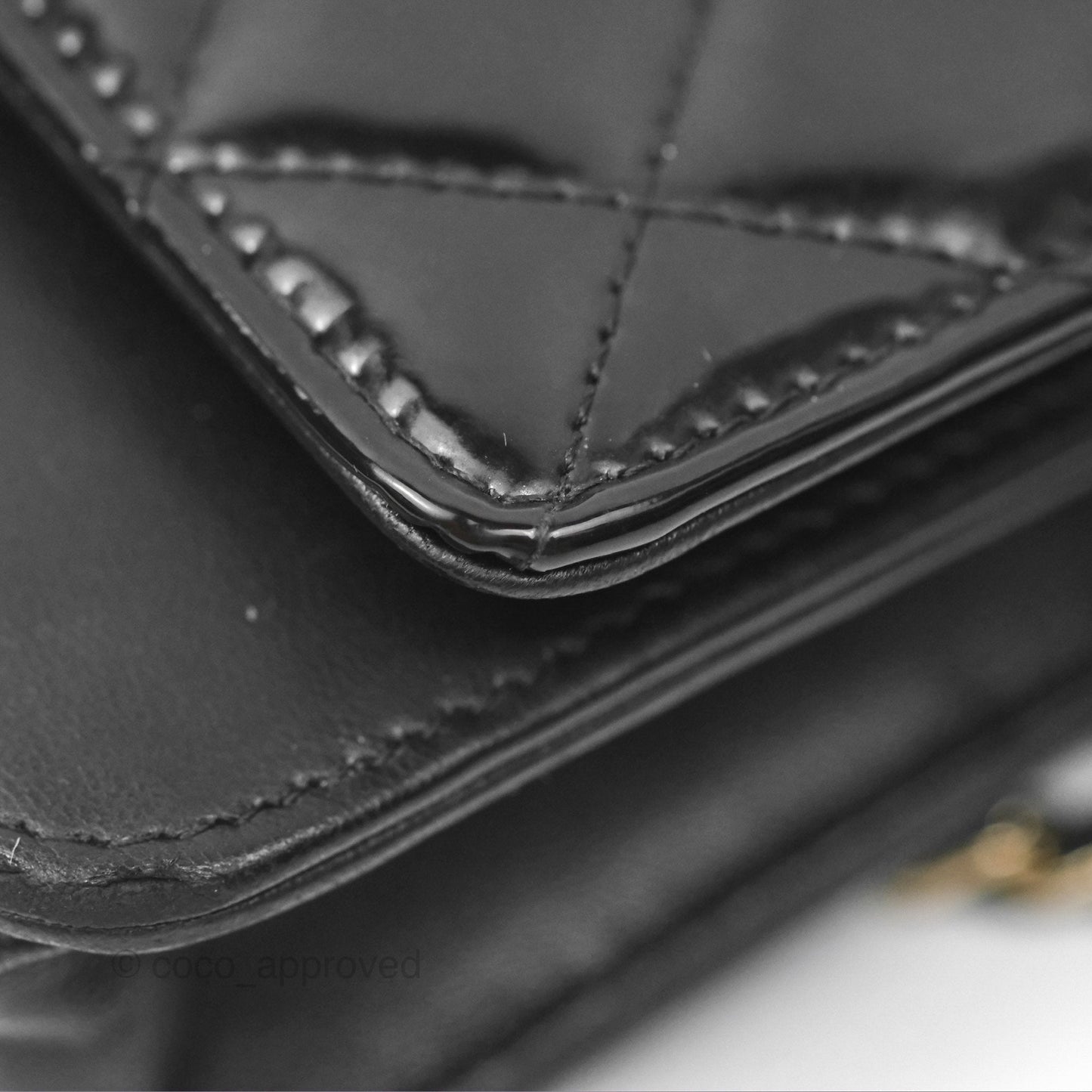 Chanel Wallet On Chain WOC Black Patent Lambskin Gold Hardware