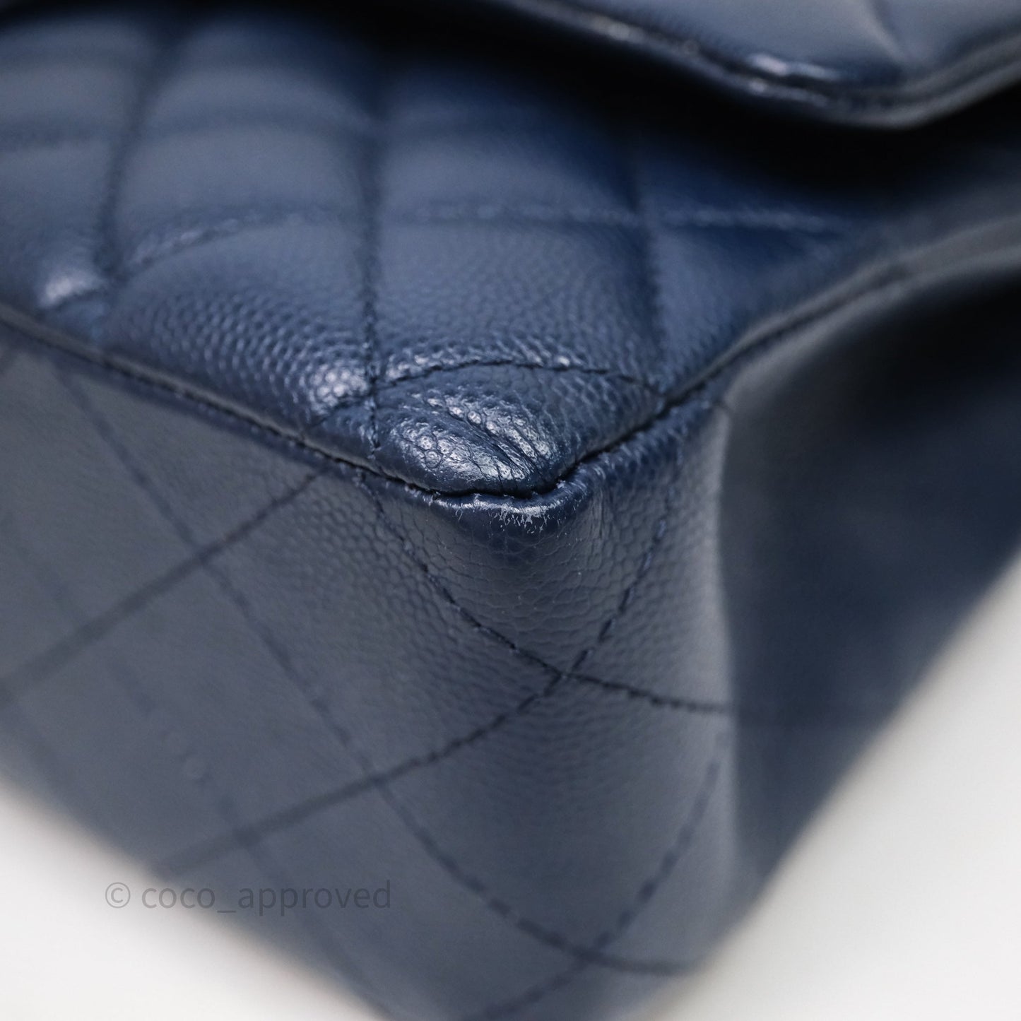 Chanel Medium Classic Flap Quilted Dark Blue Caviar Gold Hardware
