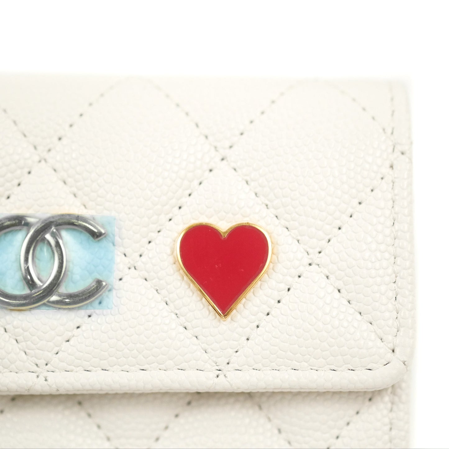 Chanel Quilted Flap Coco Casino Card Holder Caviar White Gold Hardware