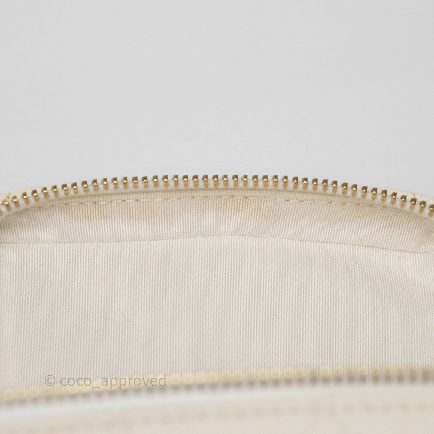 Chanel Quilted Mini Top Handle Vanity With Chain Ivory Caviar Aged Gold Hardware