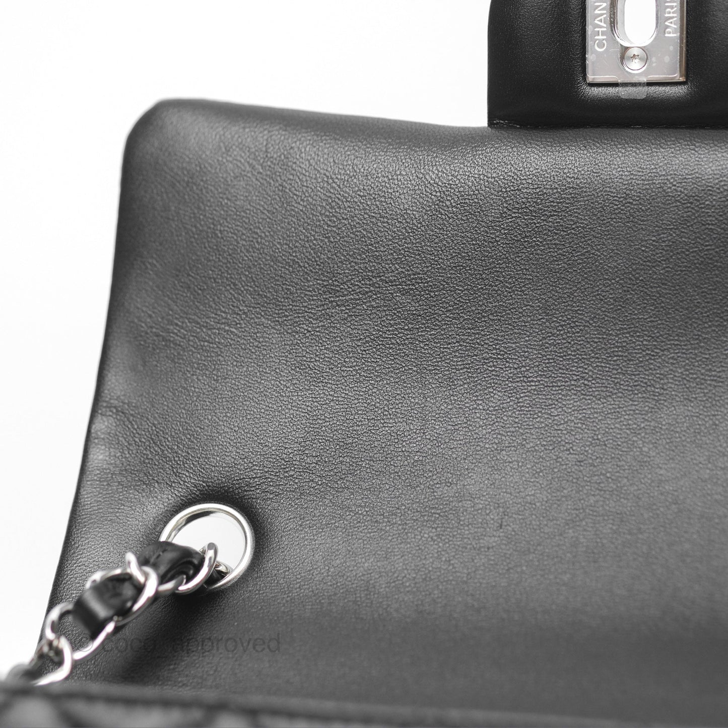 Chanel Quilted Mini Rectangular Black Lambskin Silver Hardware