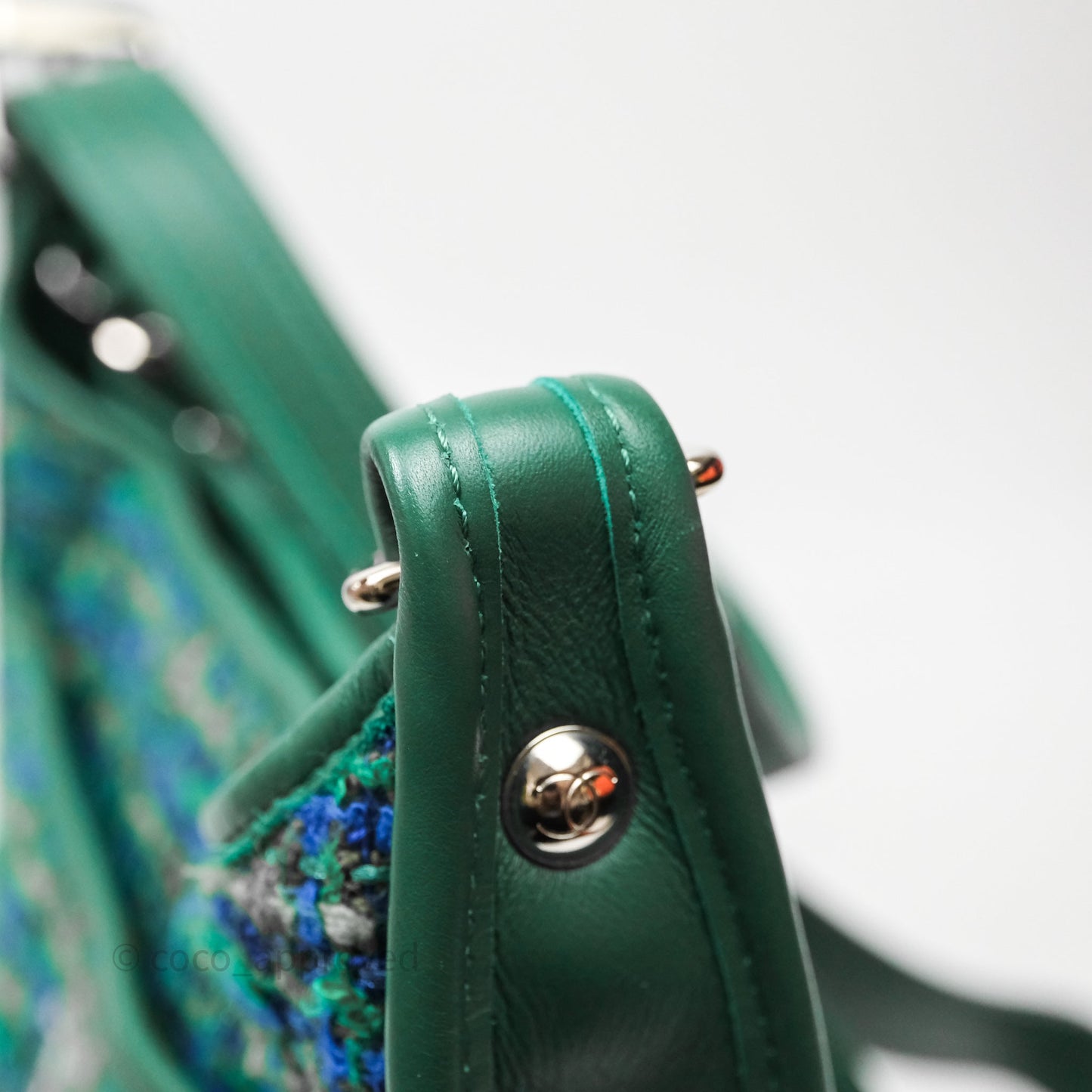 Chanel Tweed Jungle Stroll Hobo Bag Green Silver Hardware