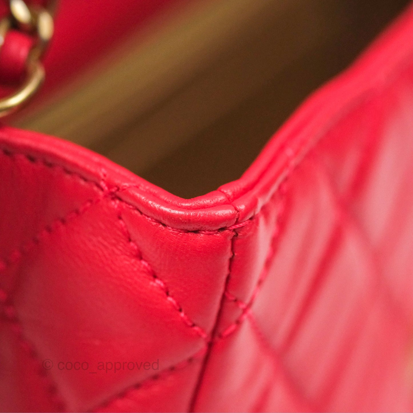 Chanel Mini Rectangular Pearl Crush Chilli Red Lambskin Aged Gold Hardware
