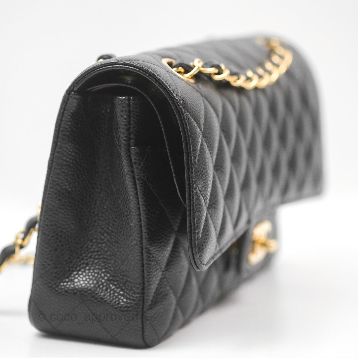 Chanel Classic M/L Medium Flap Quilted Black Caviar Gold Hardware