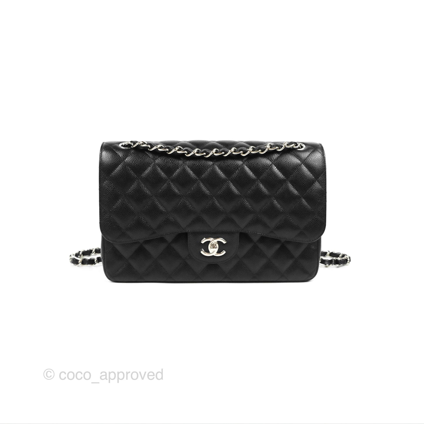 Chanel Jumbo Double Flap Black Caviar Silver Hardware⁣⁣