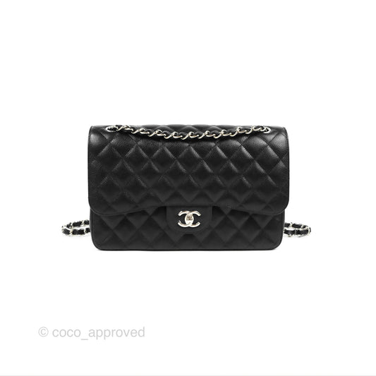 Chanel Jumbo Double Flap Black Caviar Silver Hardware⁣⁣