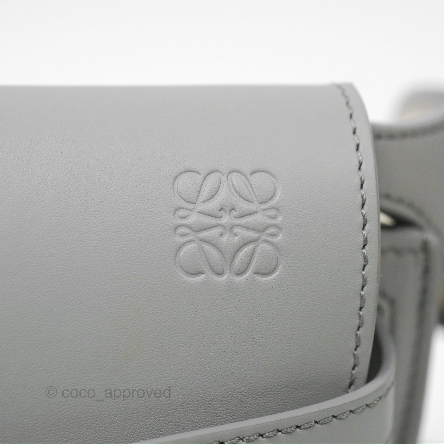 Loewe Mini Gate Dual Bag in Soft Calfskin & Jacquard Strap Light Grey