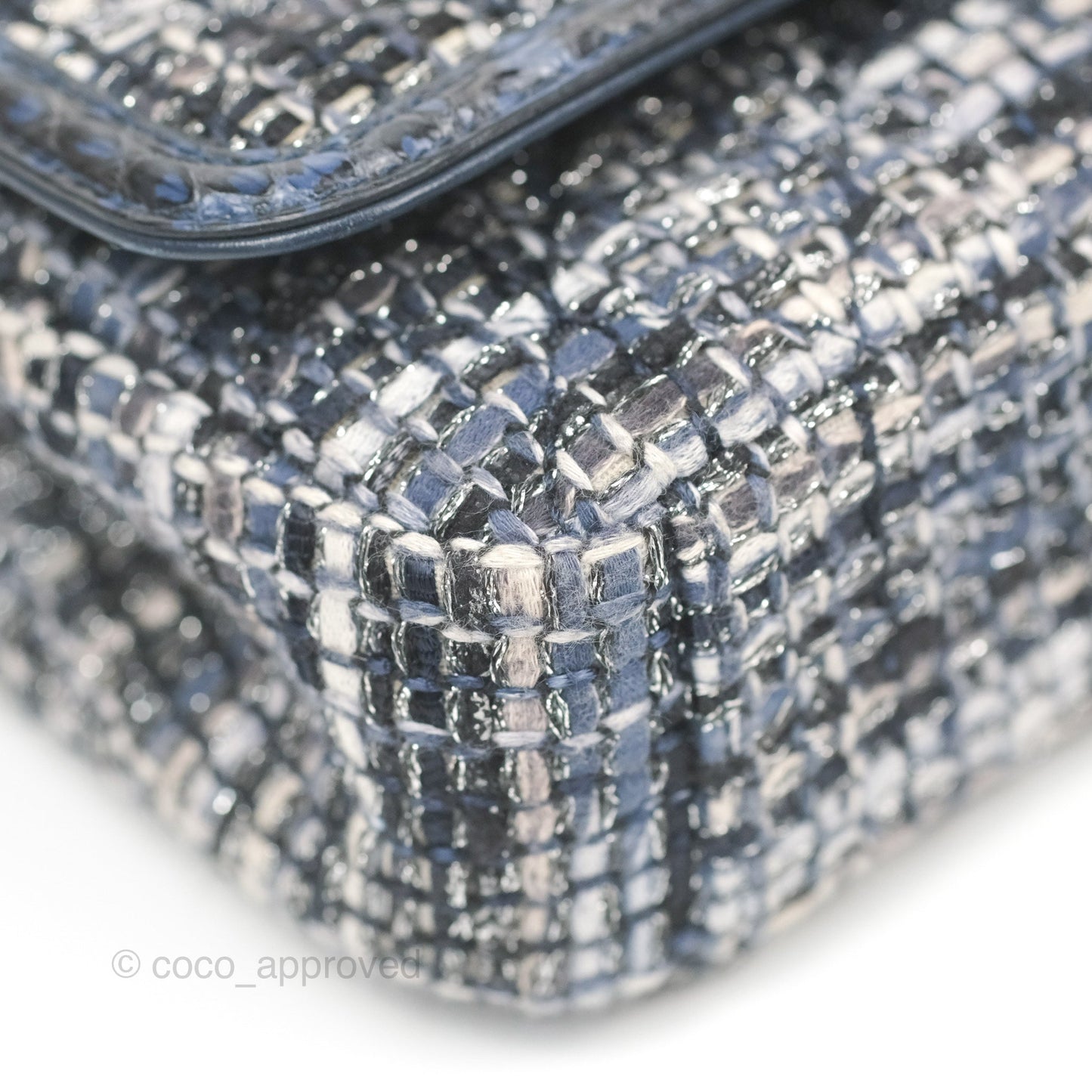 Chanel Quilted Small CC Filigree Flap Navy Tweed Python 18S