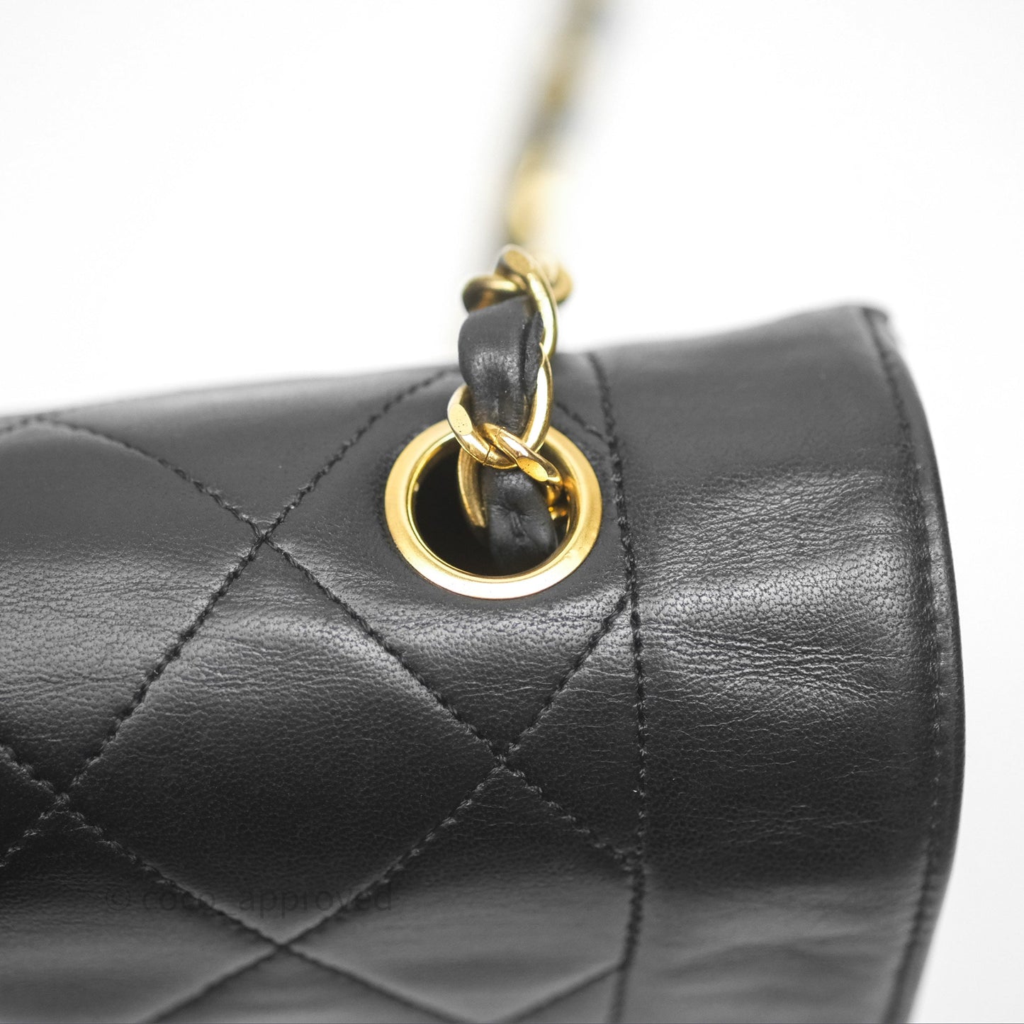 Chanel Vintage Medium Quilted Diana Flap Bag Black Lambskin 24K Gold Hardware