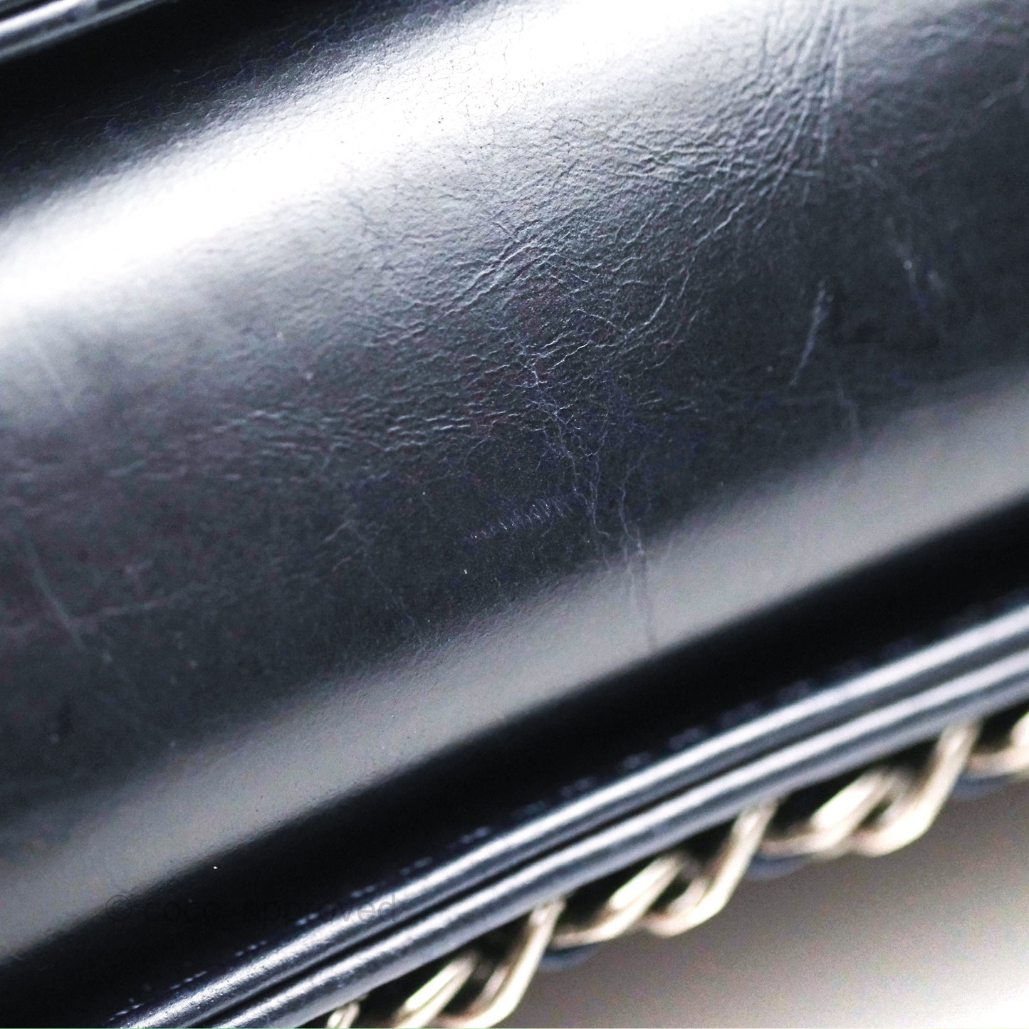 Chanel Small Chain Around Boy Dark Navy Glazed Calfskin Ruthenium Hardware