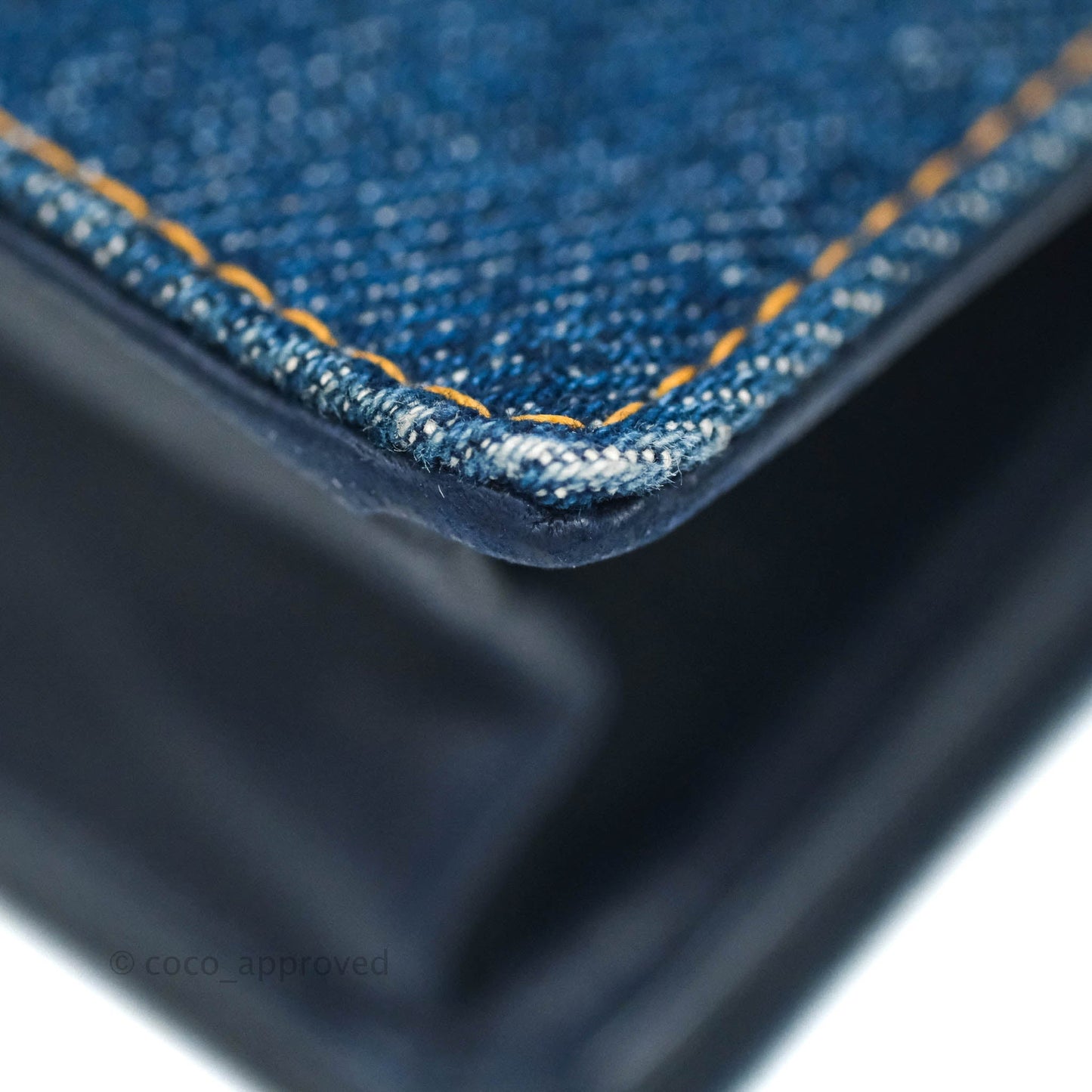 Chanel Vintage Denim Wallet On Chain WOC Gold Hardware