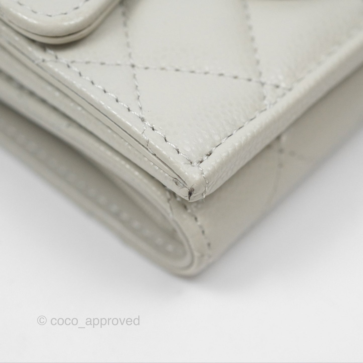 Chanel Quilted Classic Short Wallet Light Grey Caviar Gold Hardware