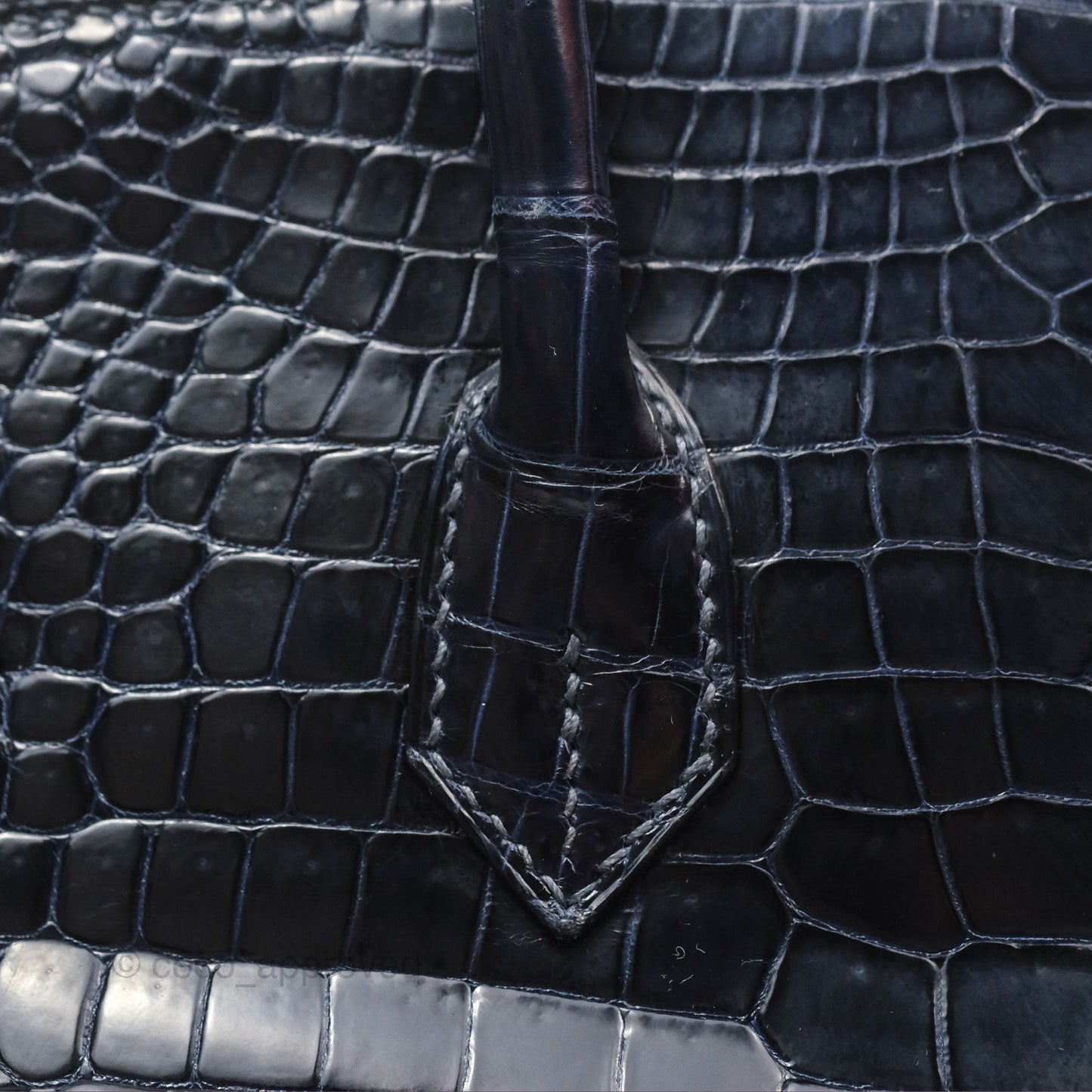 Hermès Birkin 35 Porosus Marine 78 Palladium Hardware