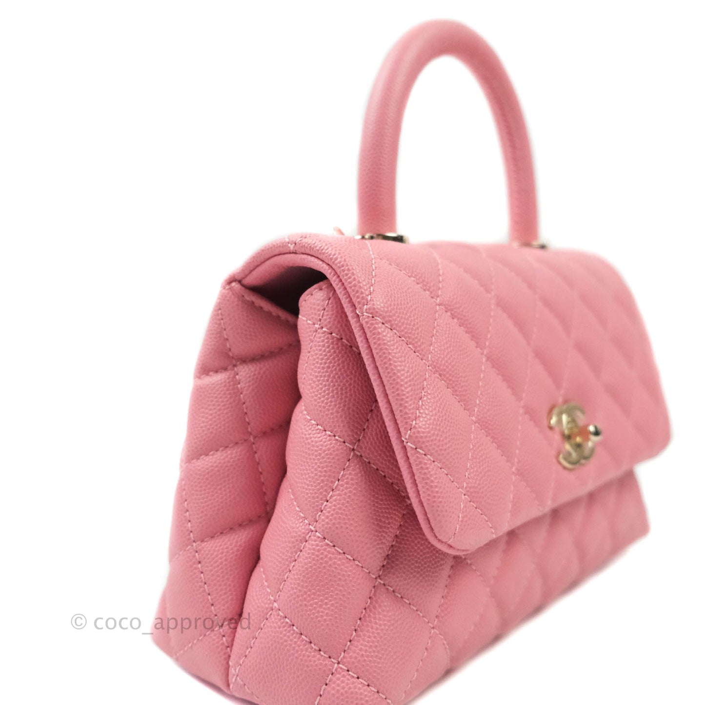 Chanel Mini (Small) Coco Handle Quilted Pink Caviar Gold Hardware 20A