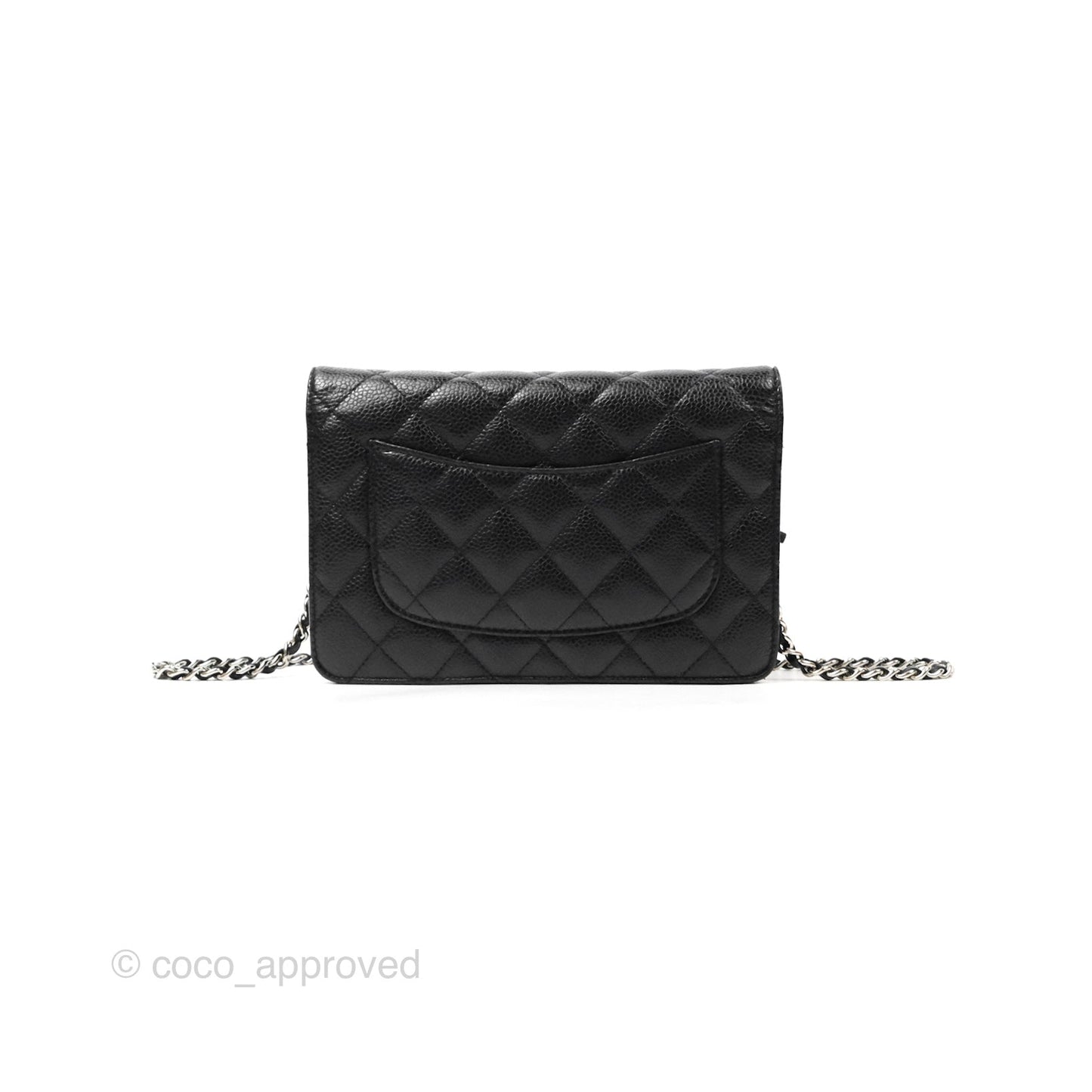 Chanel Quilted Classic Wallet On Chain WOC Black Caviar Silver Hardware