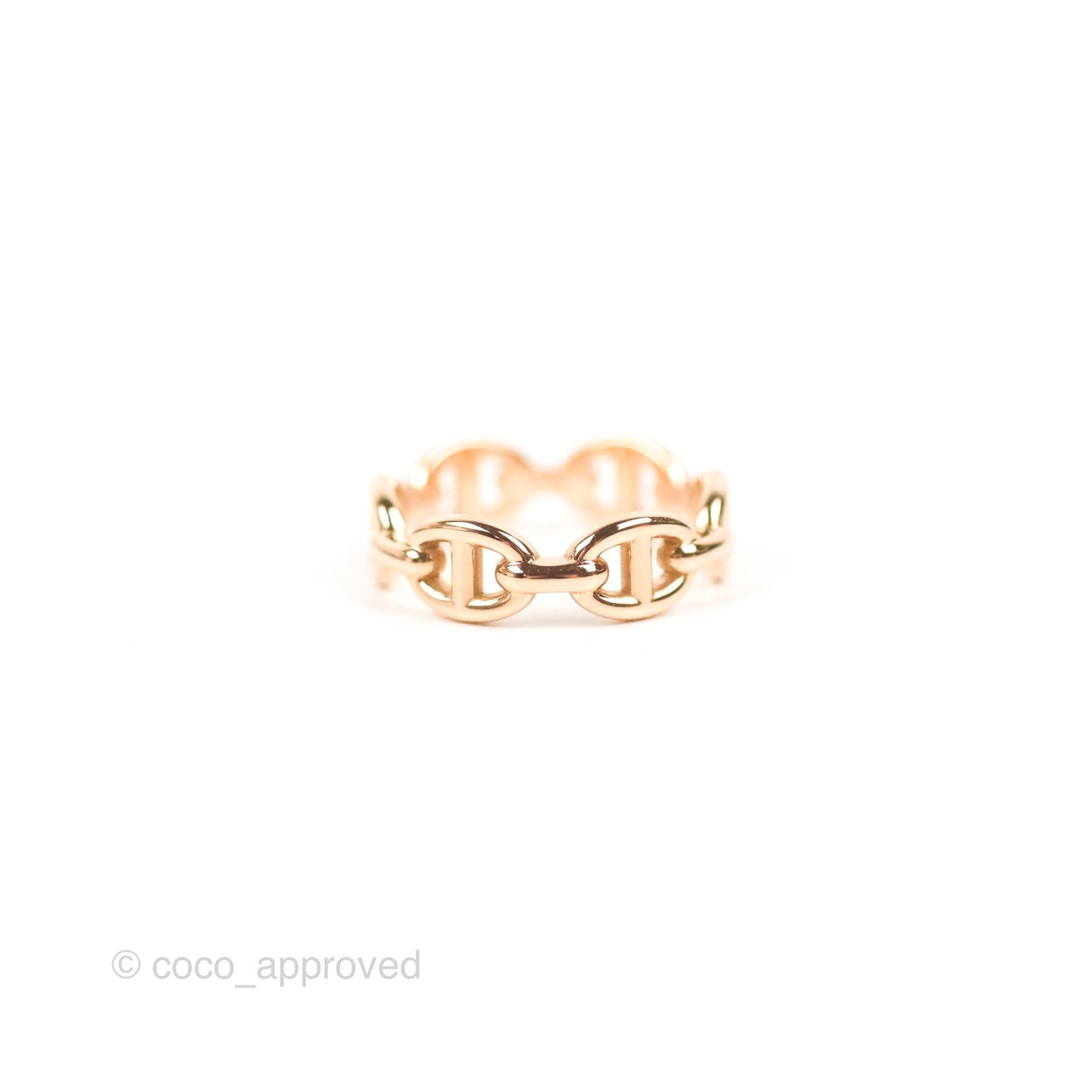 Hermès Chaine d'Ancre Enchainee Band Ring PM Rose Gold Size 51