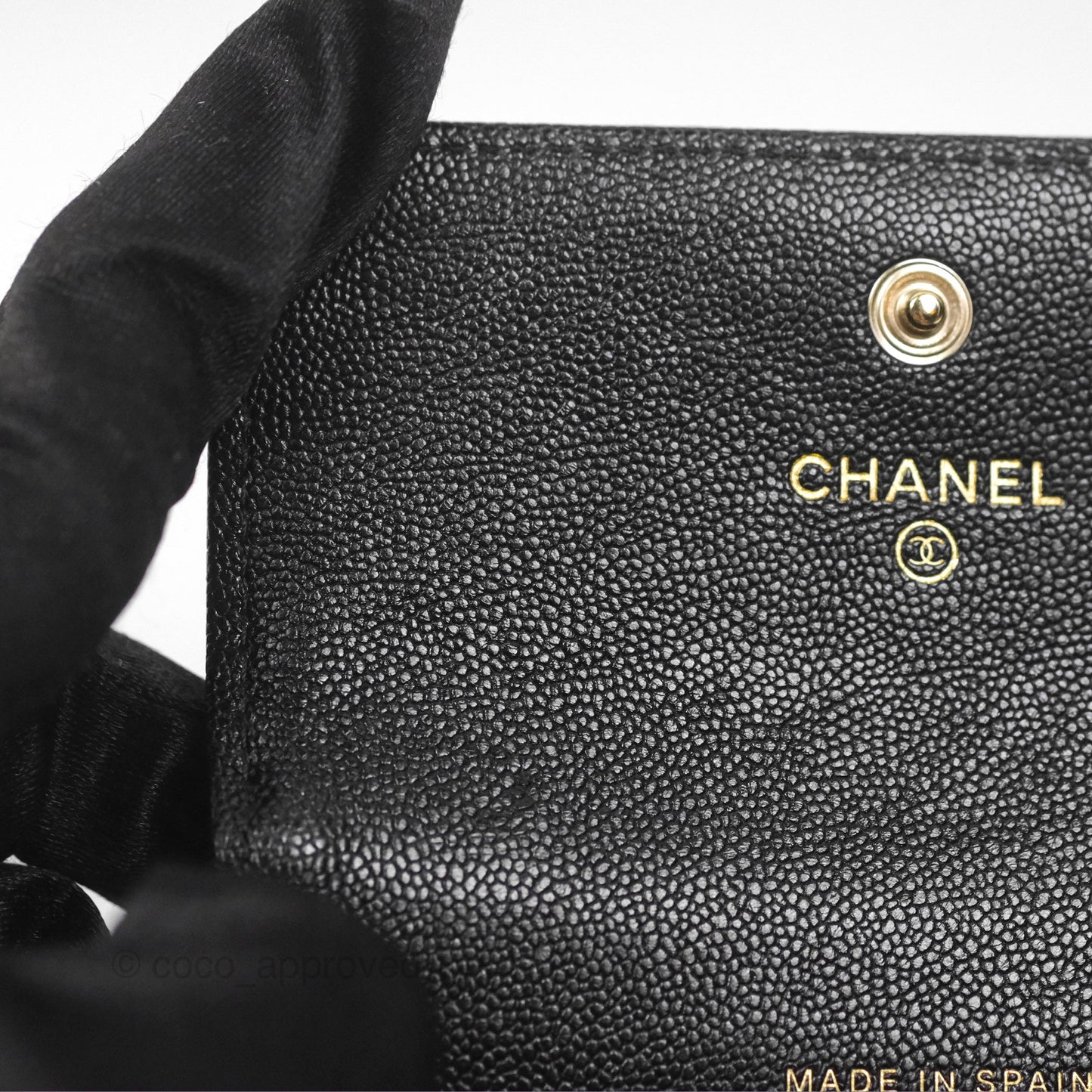 Chanel Quilted Boy Flap Card Holder Black Caviar Gold Hardware