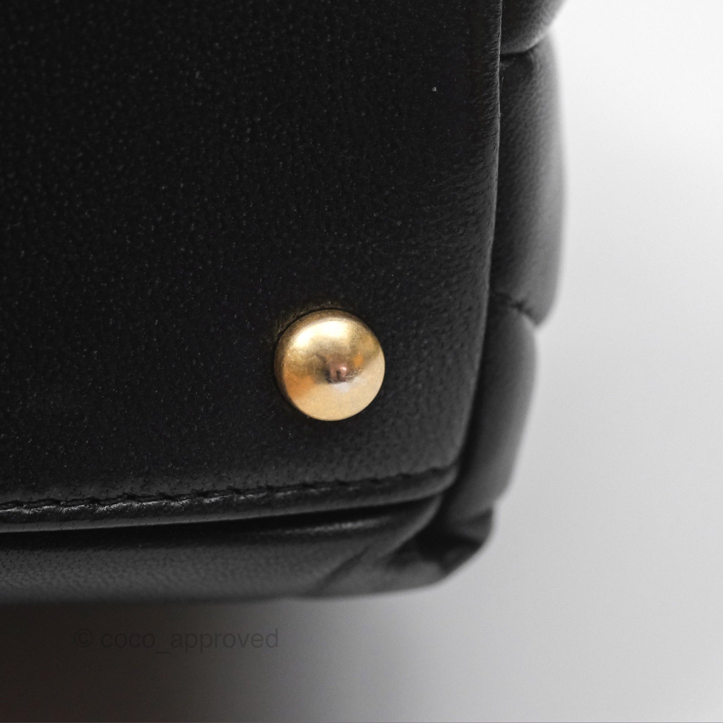 Chanel Small Quilted Bowling Bag Black Lambskin Aged Gold Hardware