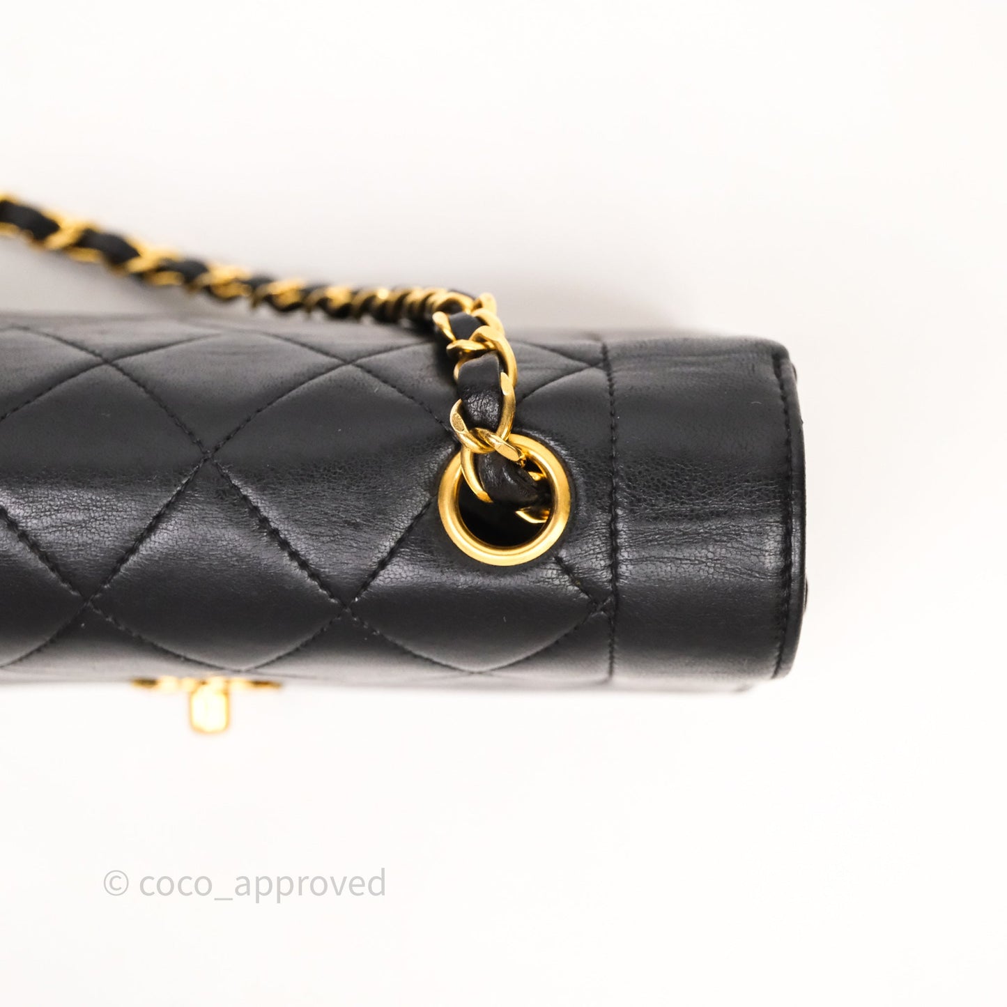 Chanel Vintage Small Classic Diana Flap Bag Black Lambskin 24K Gold Hardware