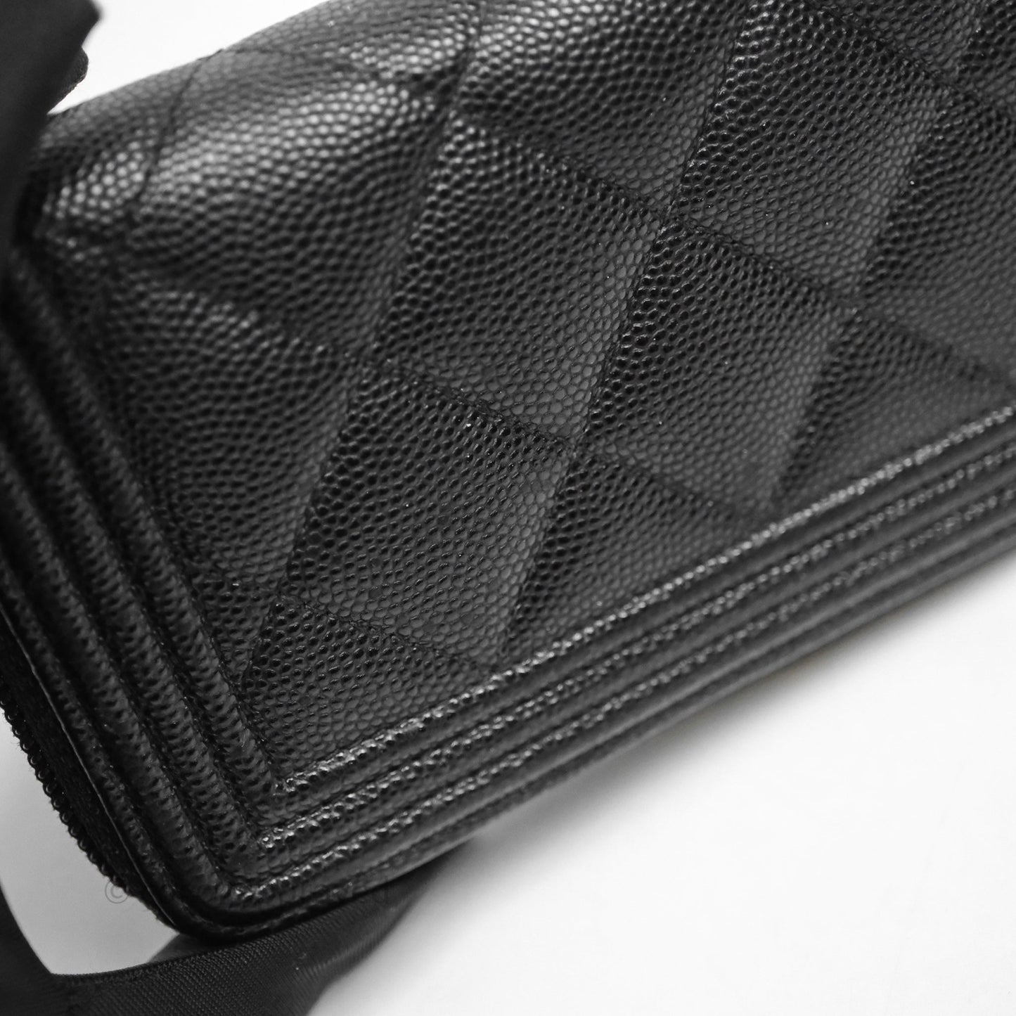 Chanel Boy Zip Wallet Black Caviar Gold Hardware