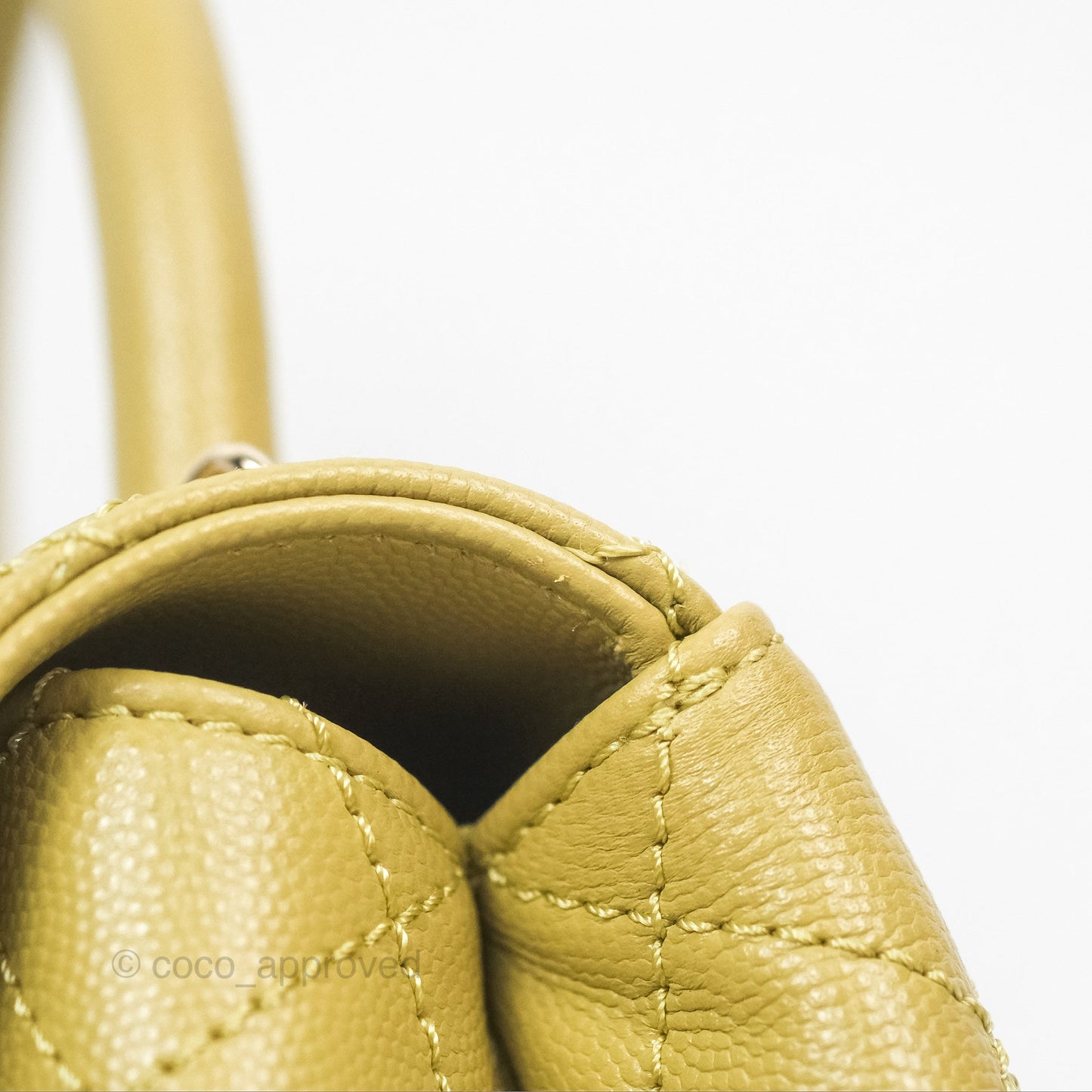 Chanel Quilted Mini Coco Handle Caviar Olive Green Gold Hardware