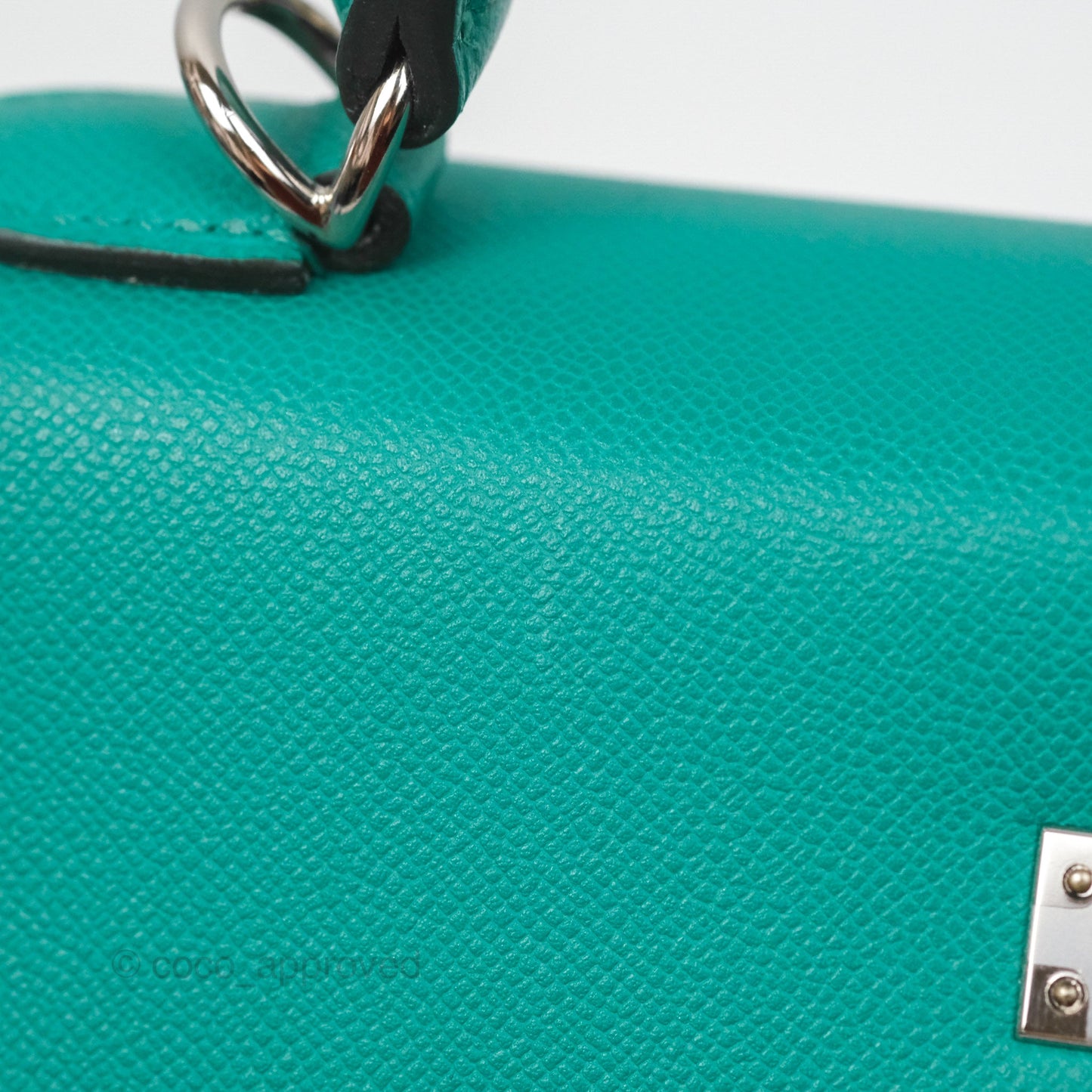 Hermès Sellier Kelly 25 Madame Leather Vert Verone U1/ Bleu De Prusse 7P Palladium Hardware