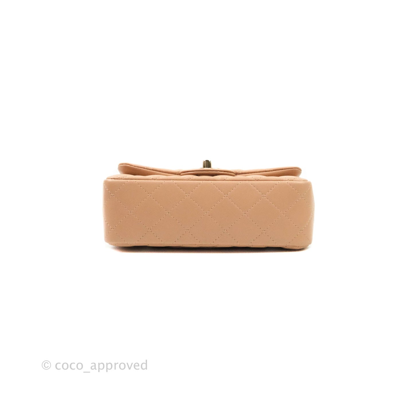 CChanel Quilted Mini Rectangular Lambskin Beige Gold Hardware 21A