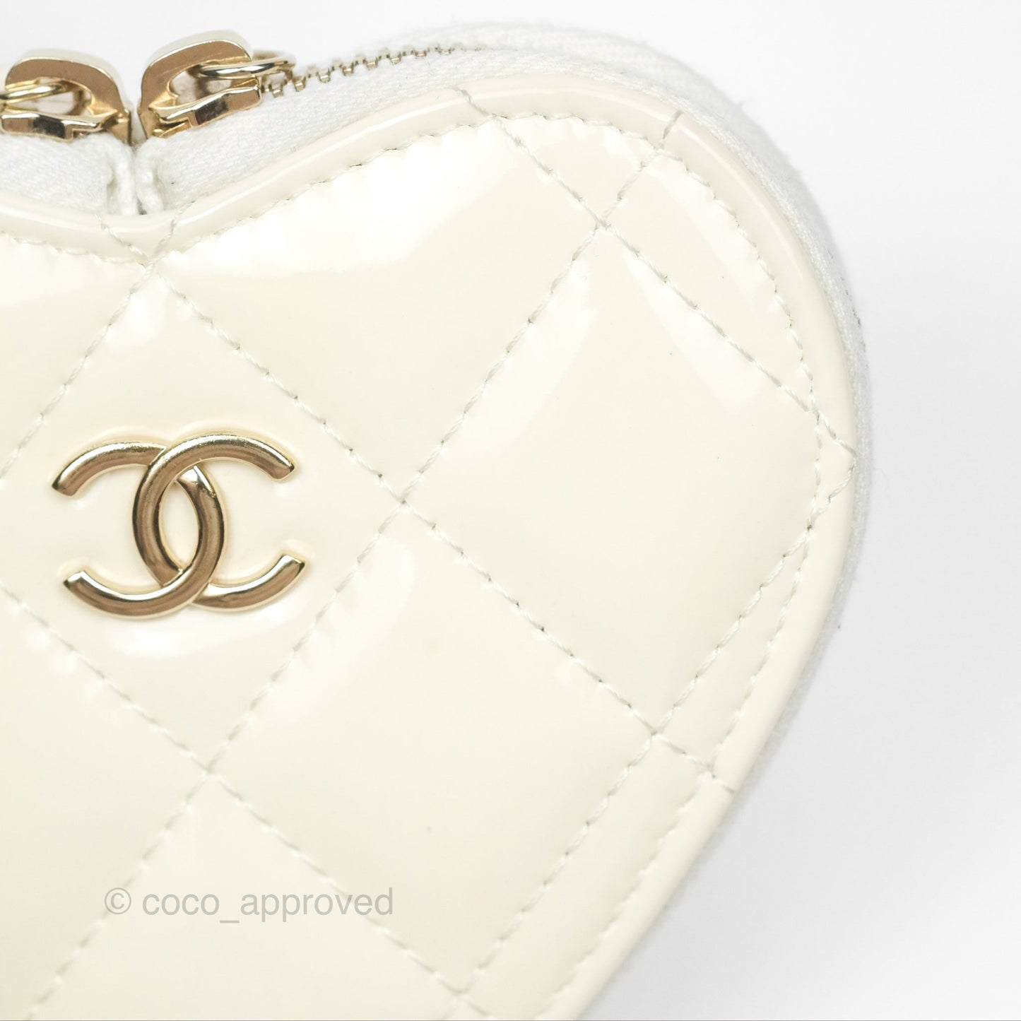 Chanel Heart Clutch with Chain with Coin Purse Black White Patent
