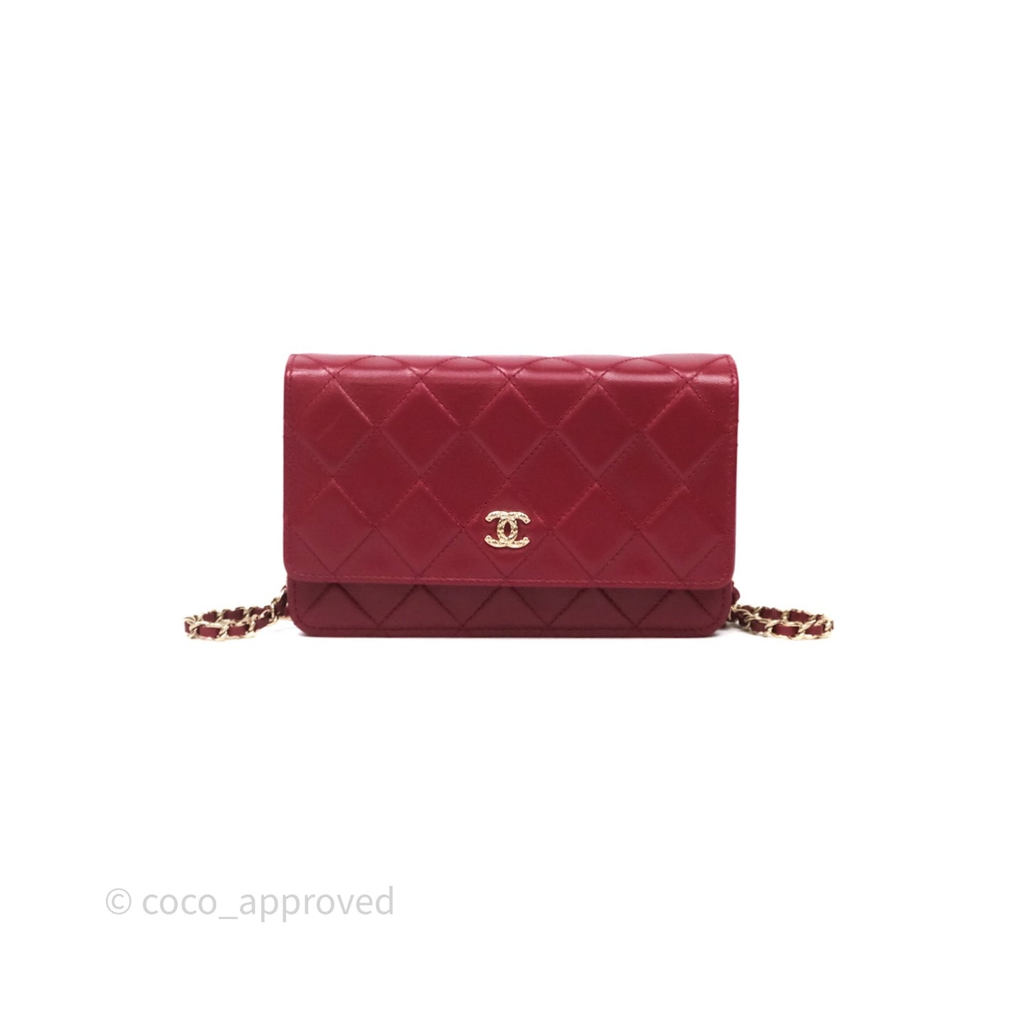 Chanel Wallet On Chain Red Calfskin Bag Gold hardware