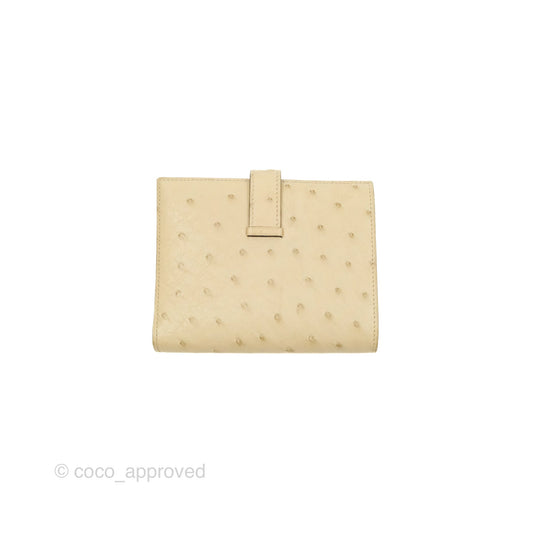 Hermes Bearn Compact Wallet Parchemin Autruche Gold Hardware
