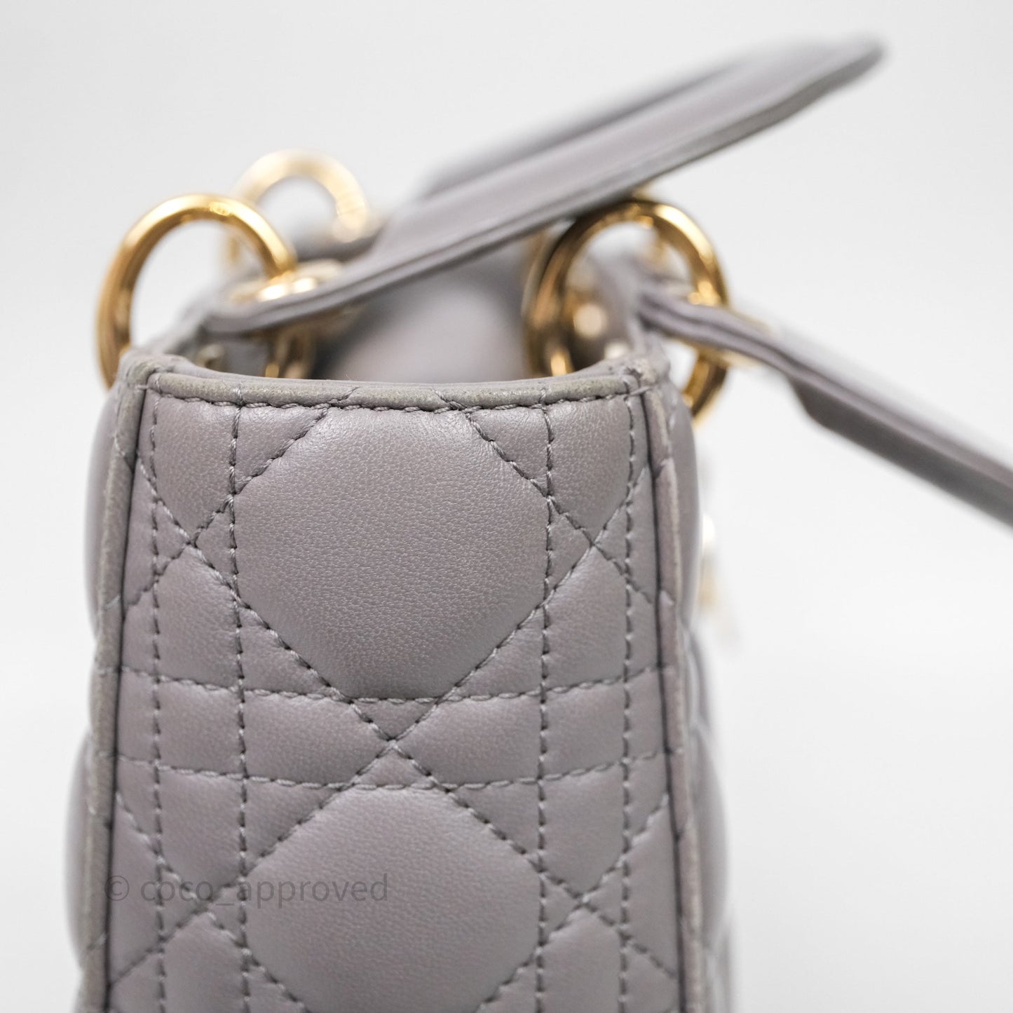 Christian Dior Small Lady Dior My ABCDior Bag Stone Gray Cannage Lambskin