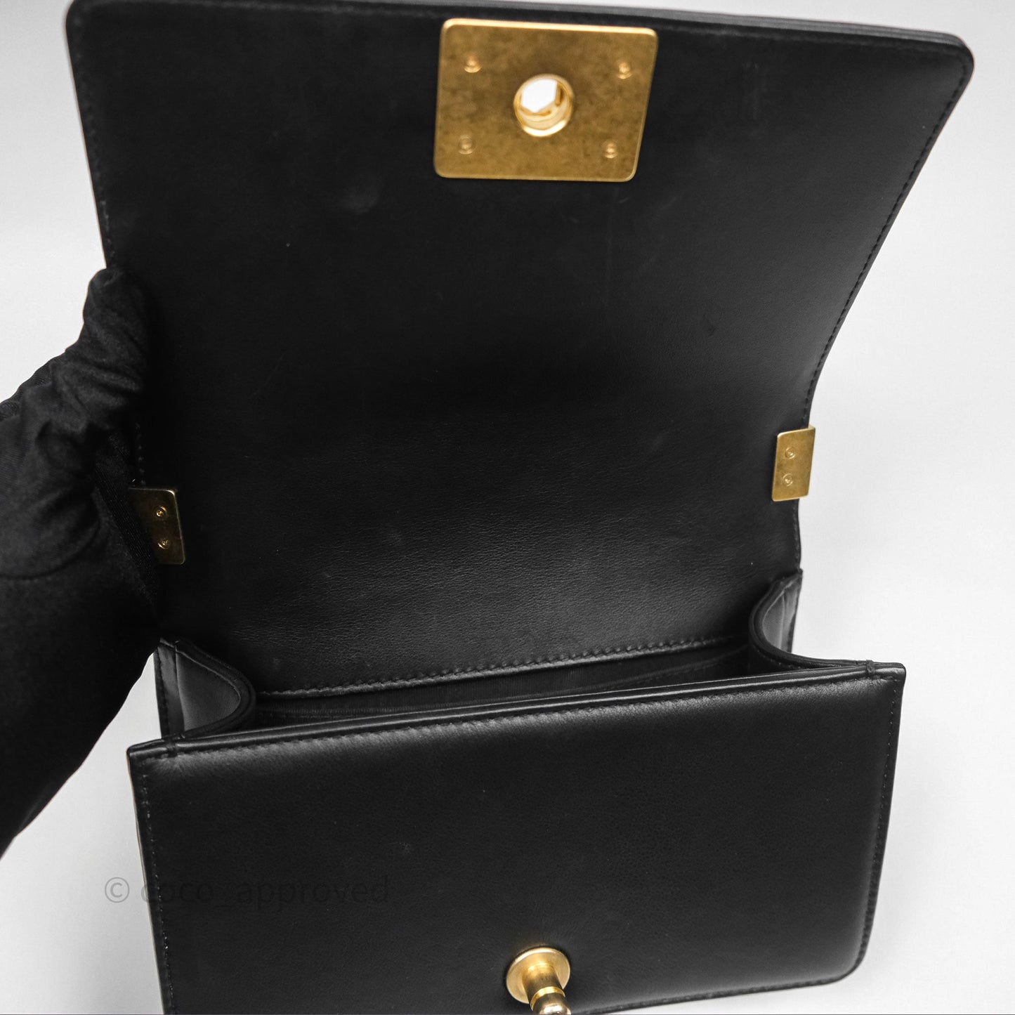 Chanel Small Boy Black Lambskin Aged Gold Hardware