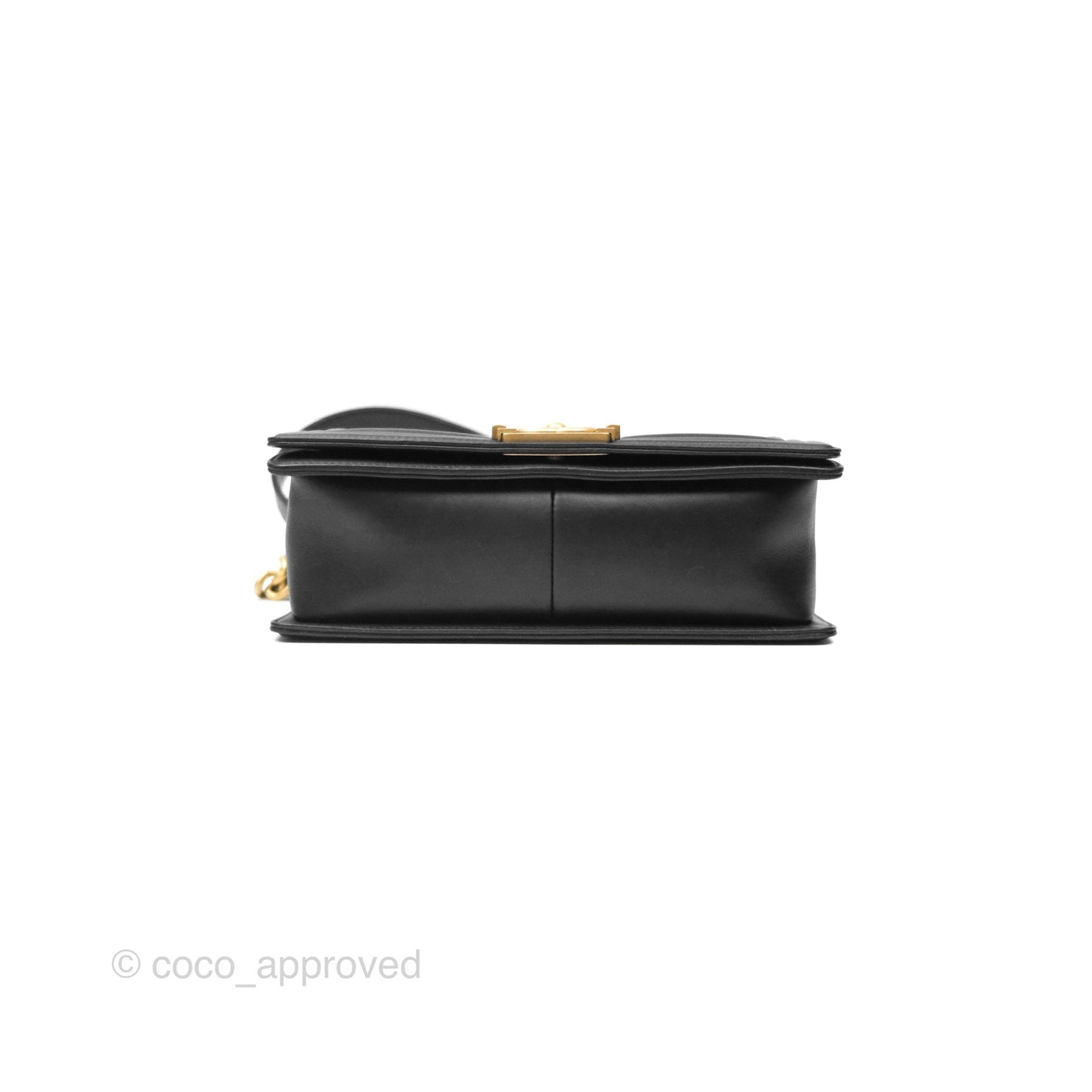 Chanel Quilted Medium Boy Black Calfskin Aged Gold Hardware