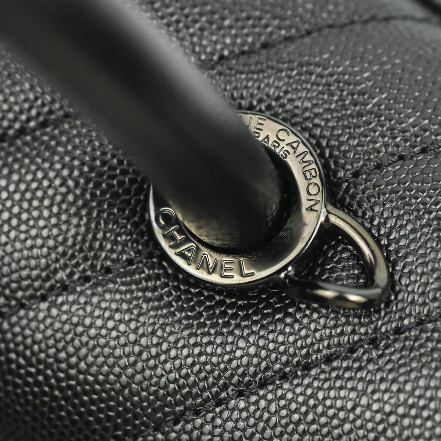 Chanel Small (Medium) Coco Handle Chevron So Black Caviar