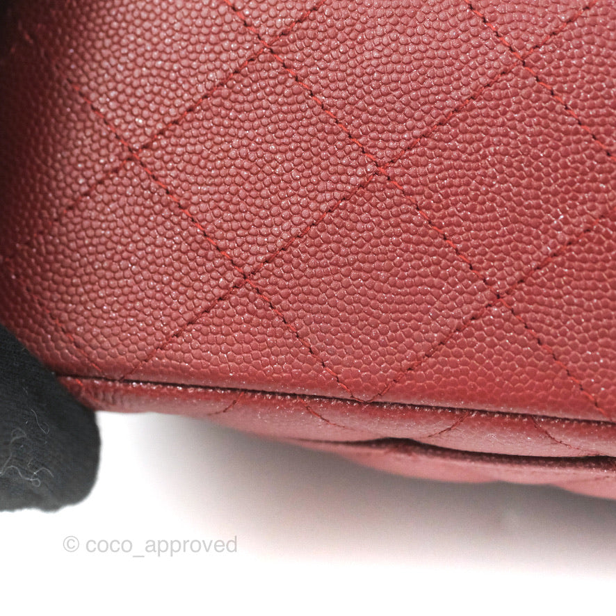 Chanel Classic Quilted Mini Rectangular Flap Iridescent Burgundy Caviar Aged Gold Hardware