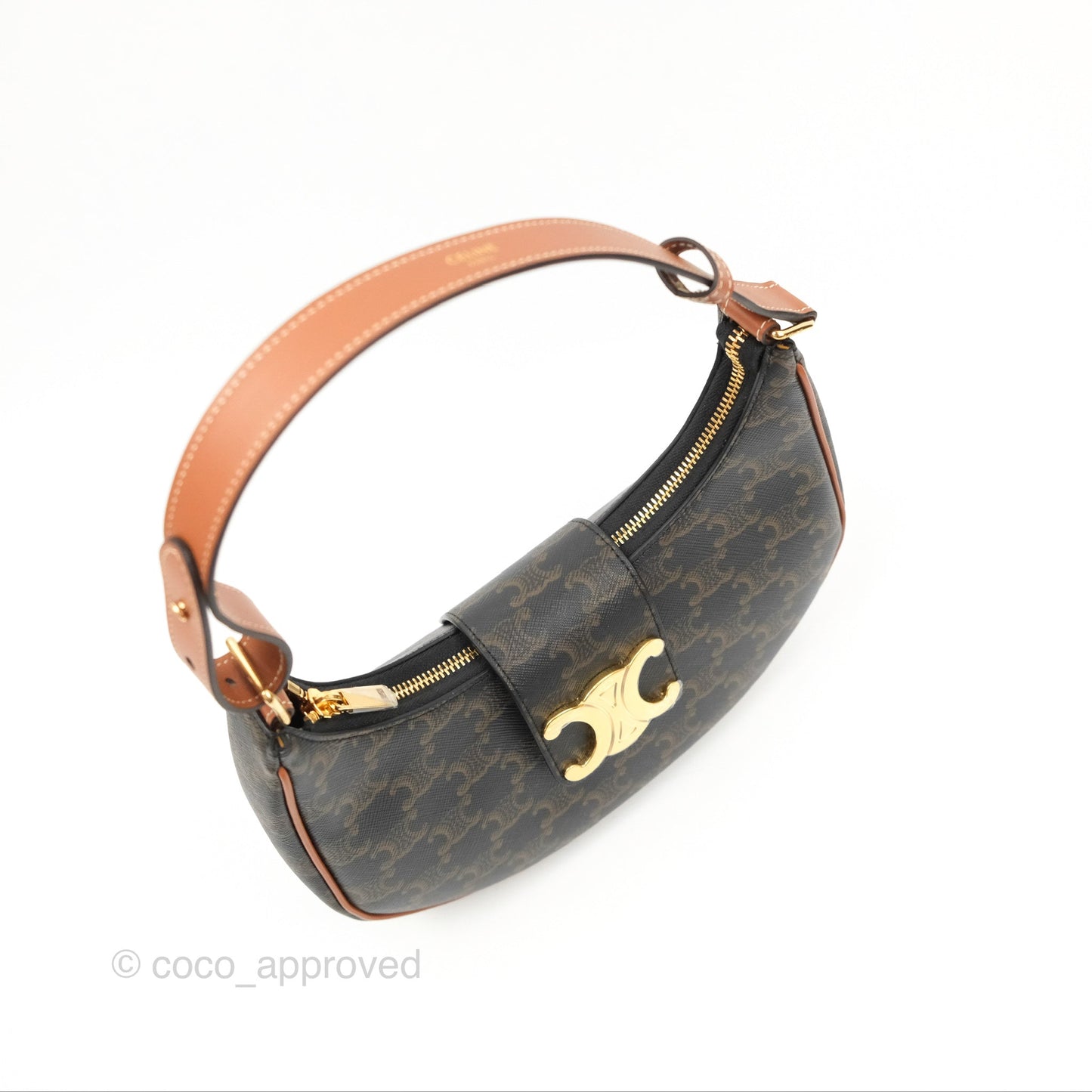 Celine Medium Ava Triomphe Bag Triomphe Canvas Tan Calfskin