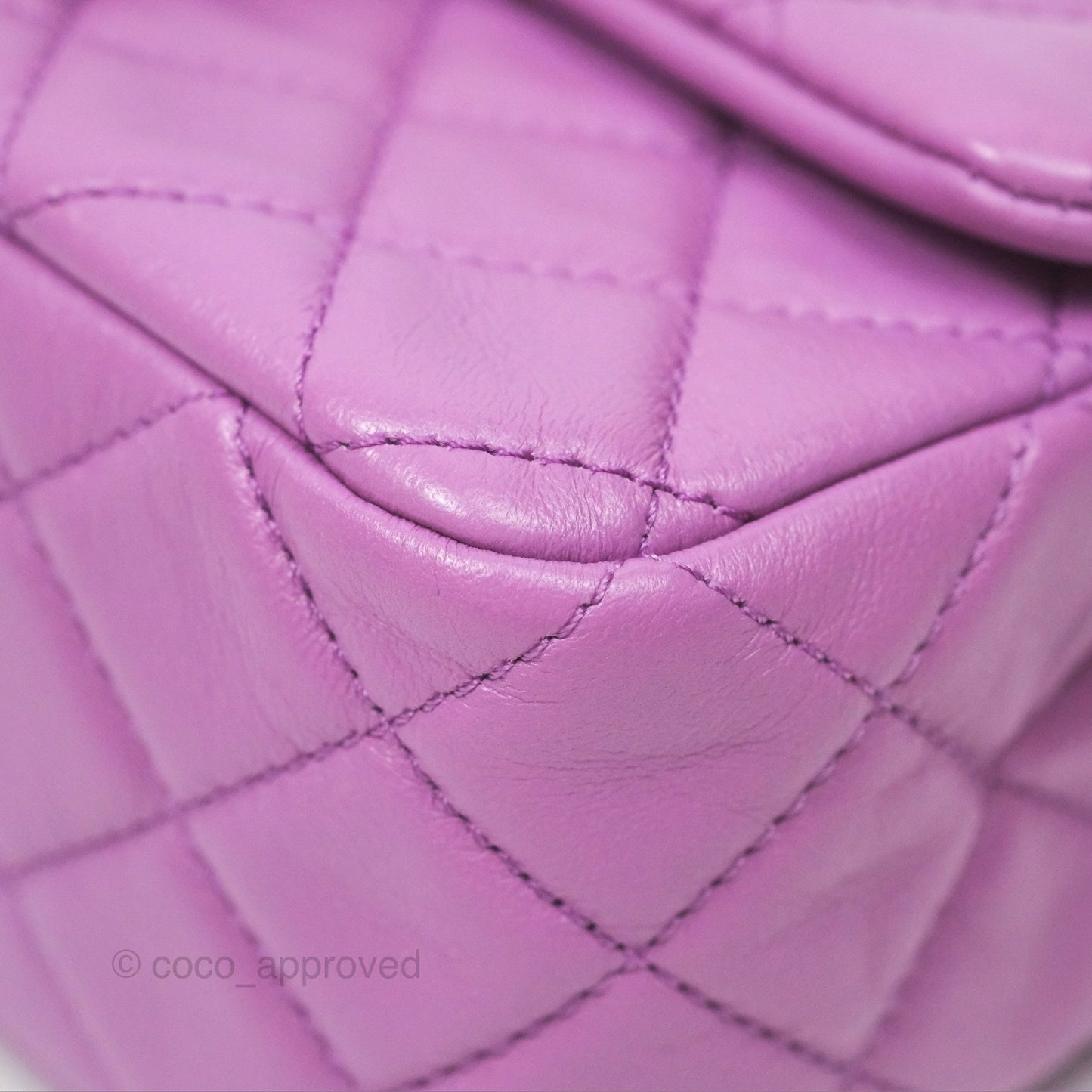 Chanel Mini Rectangular Pearl Crush Quilted Purple Lambskin Aged Gold Hardware