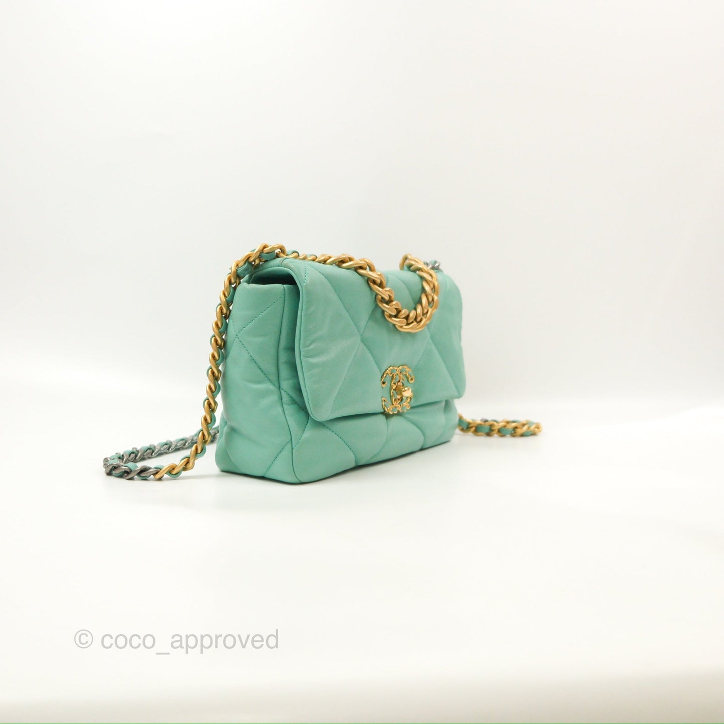 Chanel 19 Small Tiffany Blue Mixed Hardware