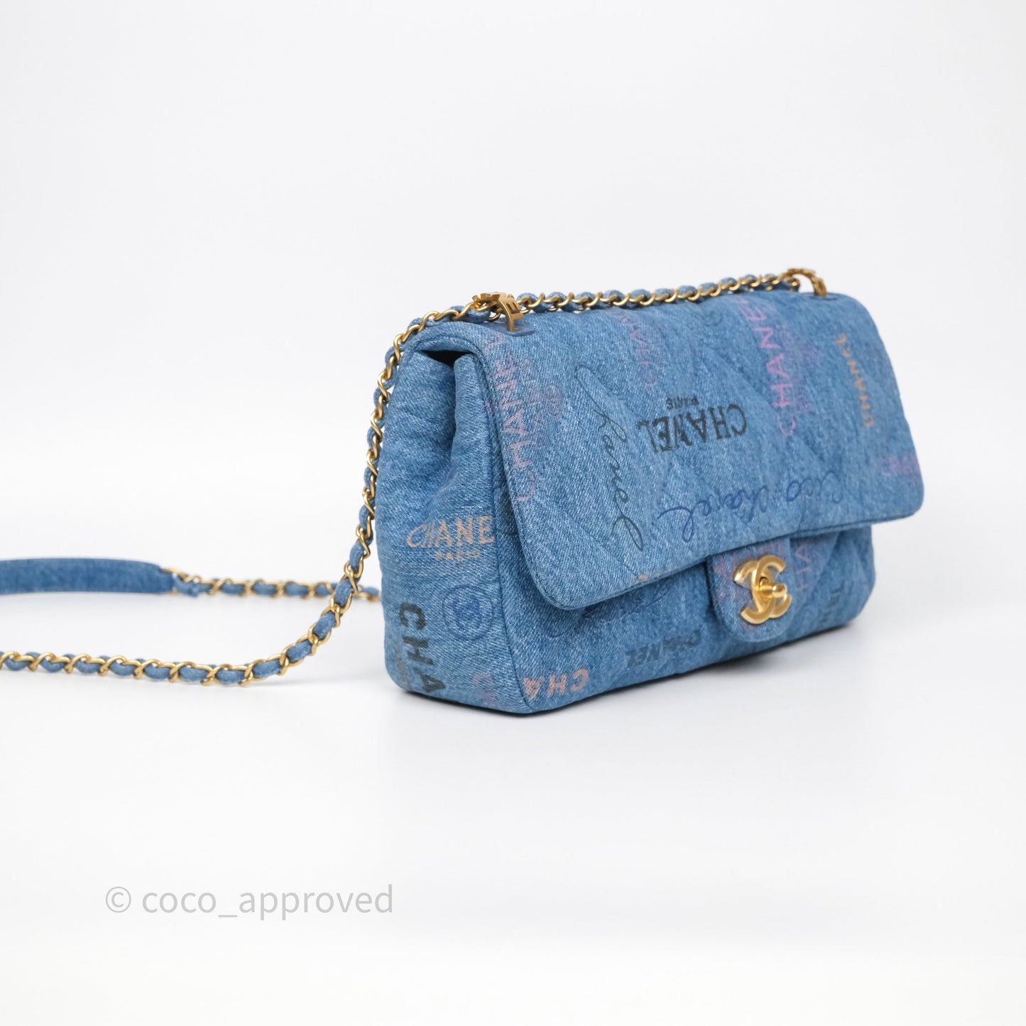 Chanel Large Denim Mood Flap Quilted Blue Multicolor 22P