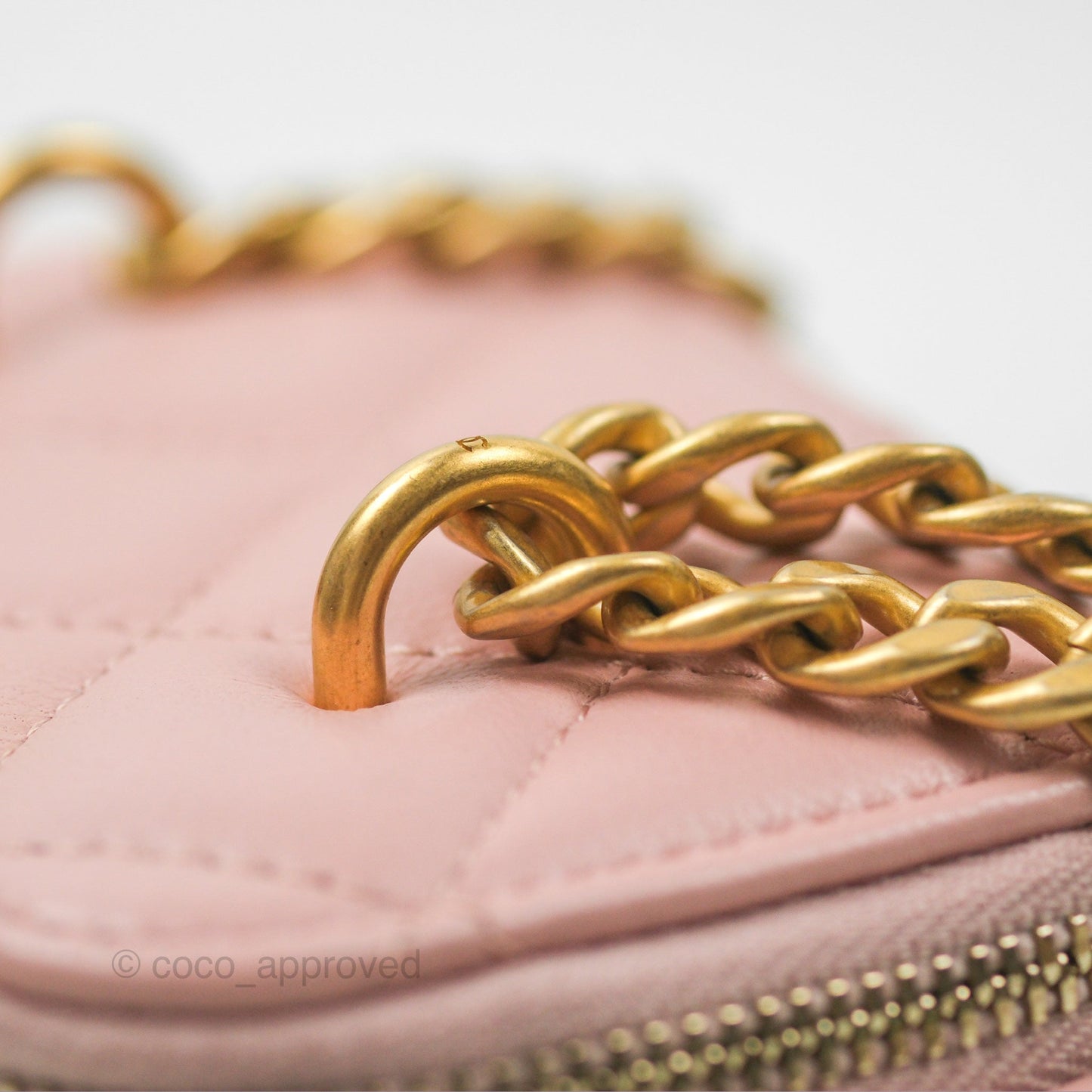 Chanel Mini Vanity With Chain Adjustable Camellia Light Pink Lambskin Aged Gold Hardware