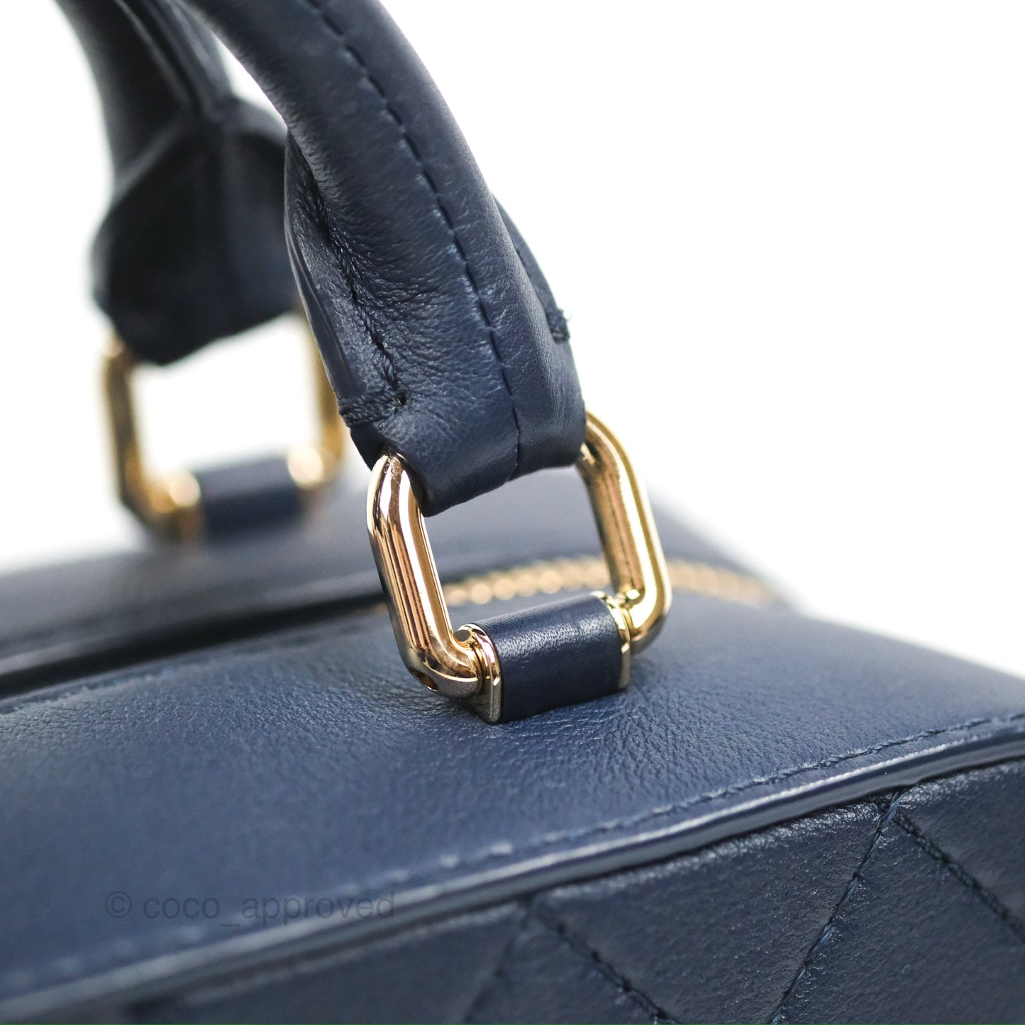 Chanel Quilted Travel Kit Vanity Case Navy Calfskin Gold Hardware