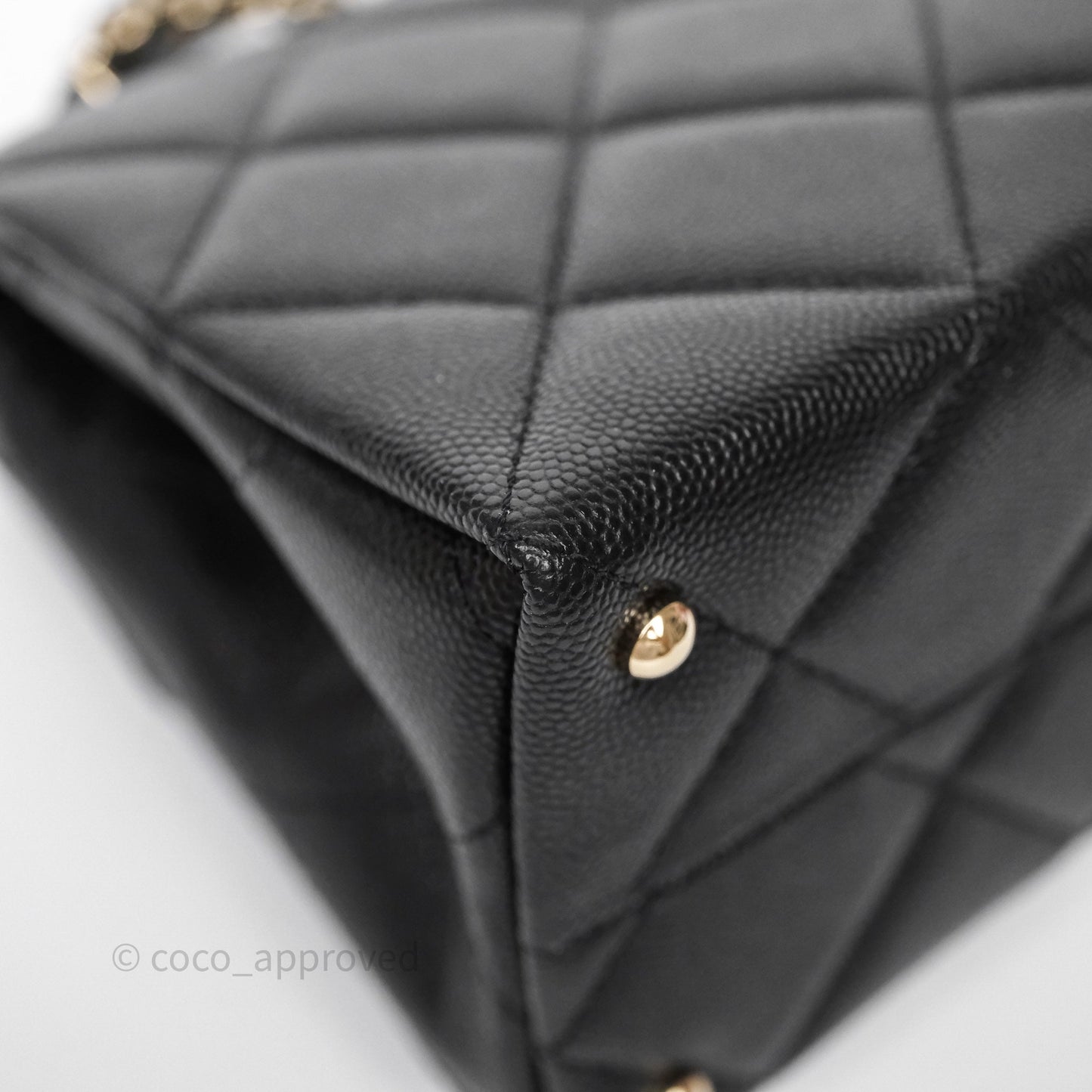 Chanel Quilted Small Top Handle Flap Bag Black Caviar Gold Hardware