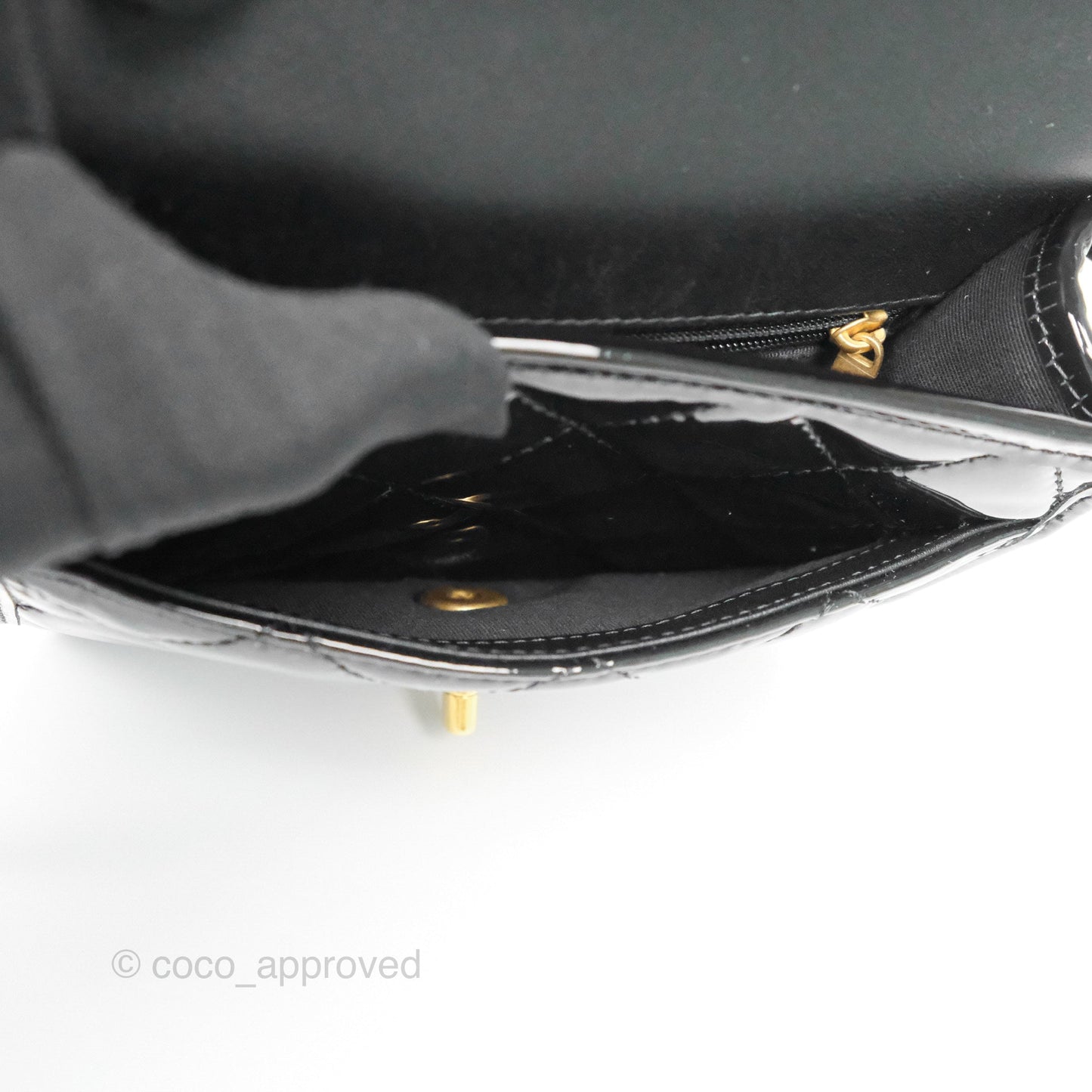 Chanel Mini School Memory Top Handle Flap Black Patent 22K