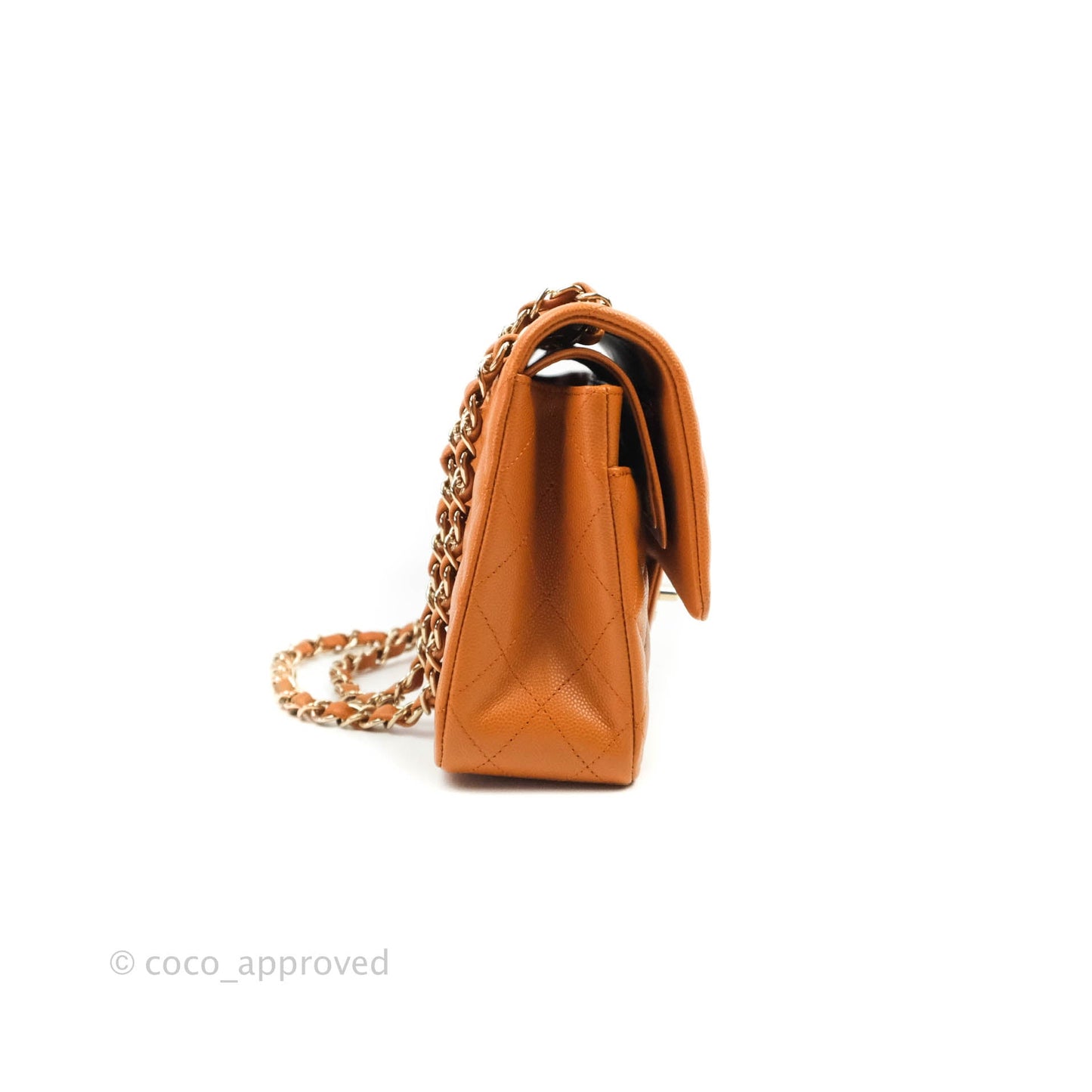 Chanel Classic M/L Medium Double Flap Caramel Caviar Gold Hardware 21A