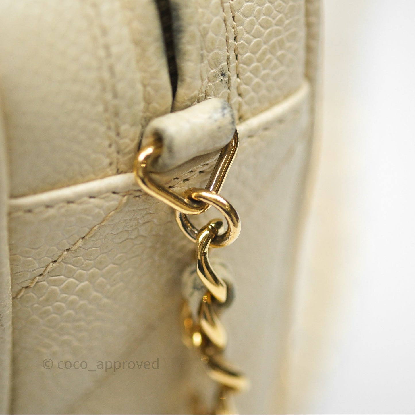 Chanel Vintage Chevron Camera Bag Light Beige Caviar Gold Hardware