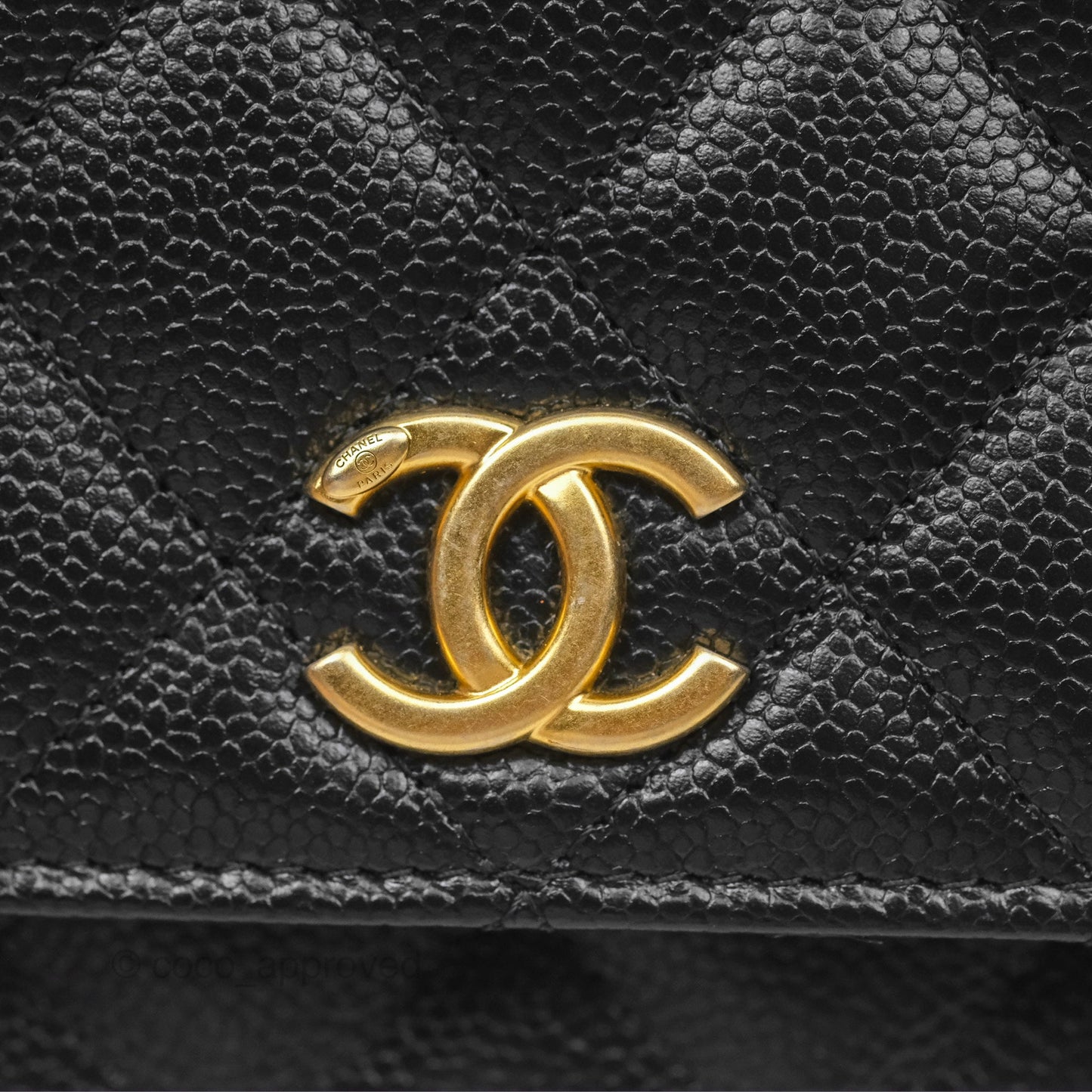 Chanel Top Handle Wallet On Chain WOC Black Caviar Gold Hardware 22S