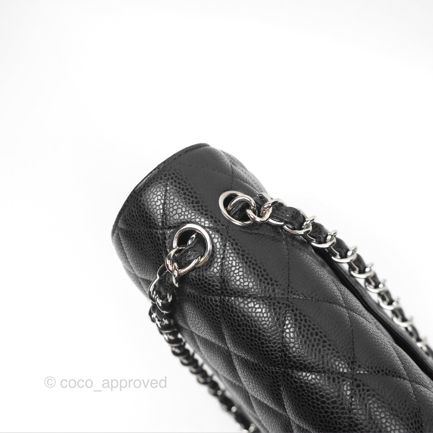 Chanel Quilted Maxi Double Flap Black Caviar Silver Hardware