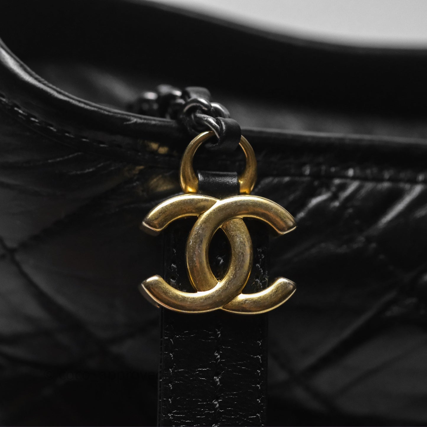 Chanel Small Gabrielle Hobo Quilted Black Aged Calfskin