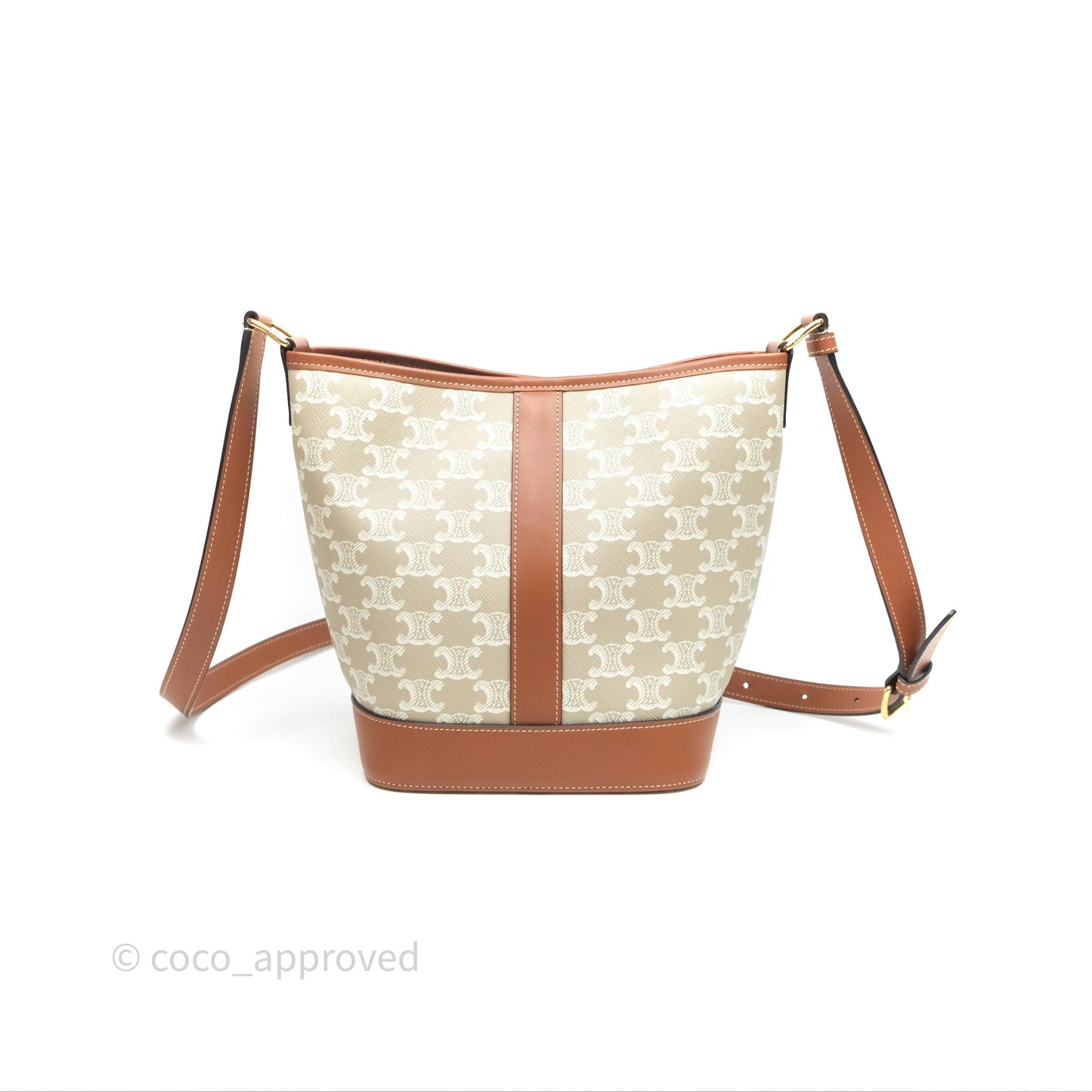 Celine Small Bucket Triomphe Canvas Grege Calfskin